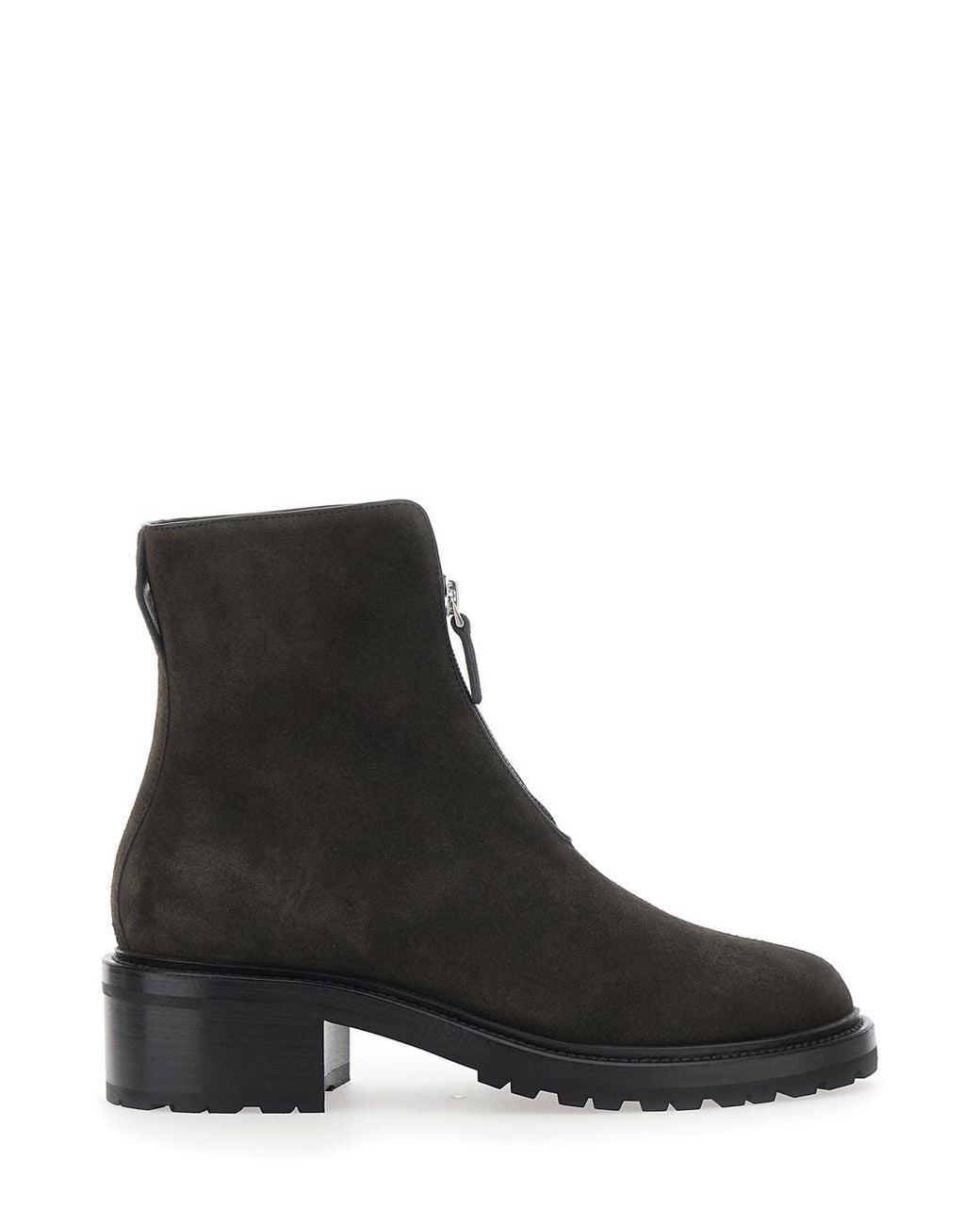 The Row Black Low-Heeled Ankle Boots With Front Zip Closure