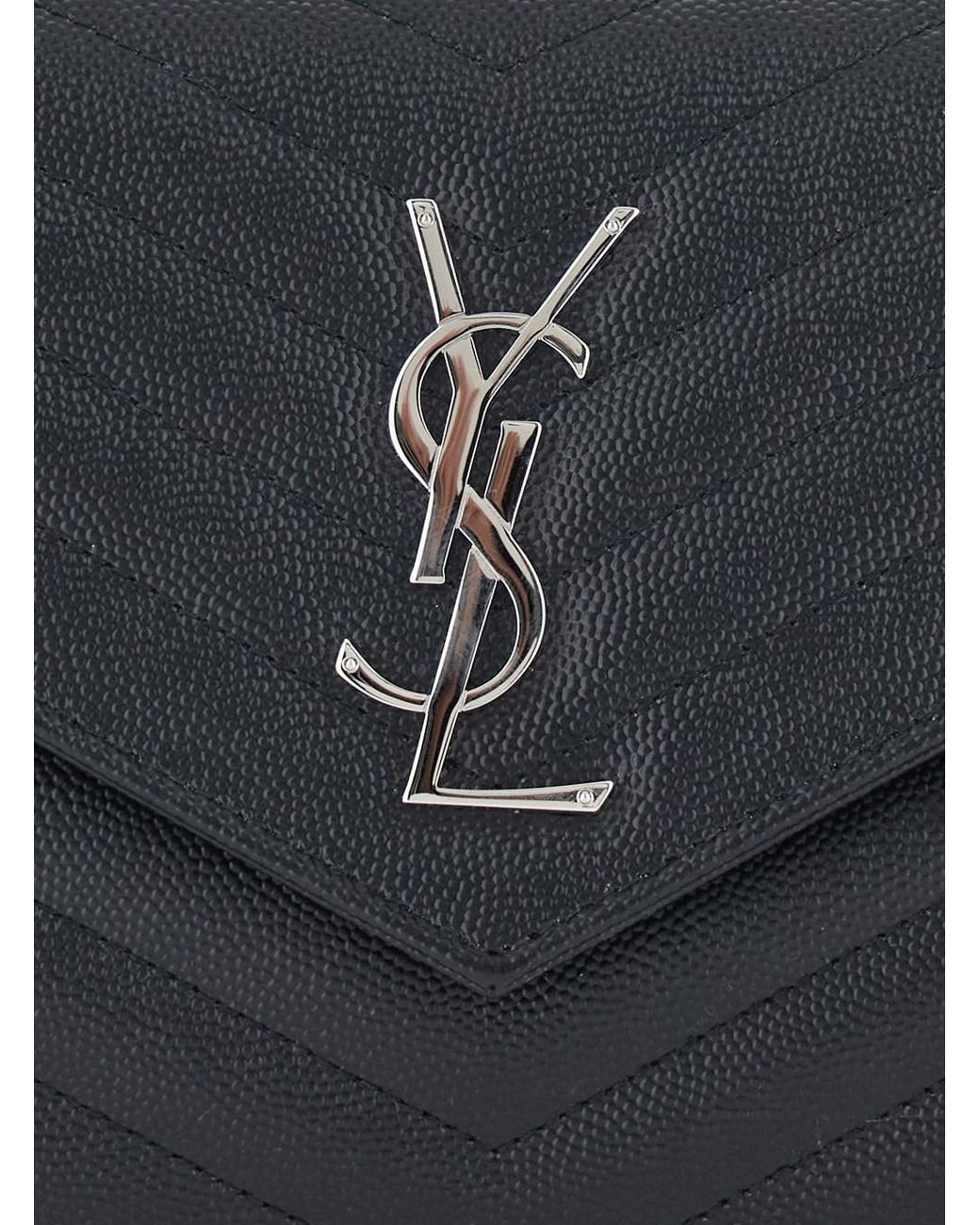 Saint Laurent Gray Crossbody Bag With Chain Strap And Cassandre Plaque On The Front