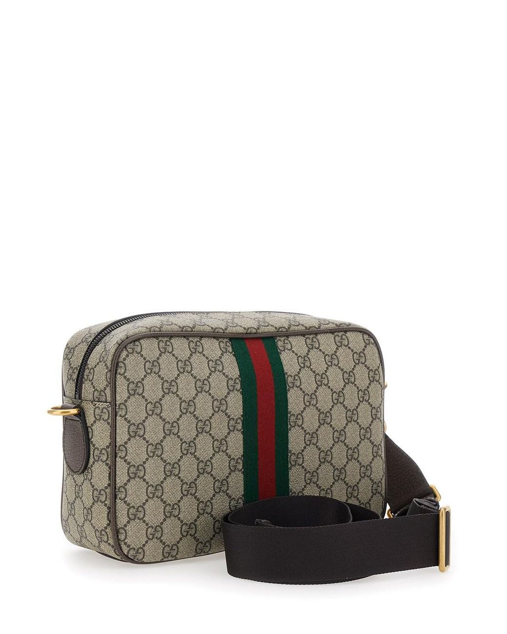 Gucci Gray 'Ophidia' Crossbody Bag With Adjustable Strap And Gg Plate With Web Detail On The Front for men