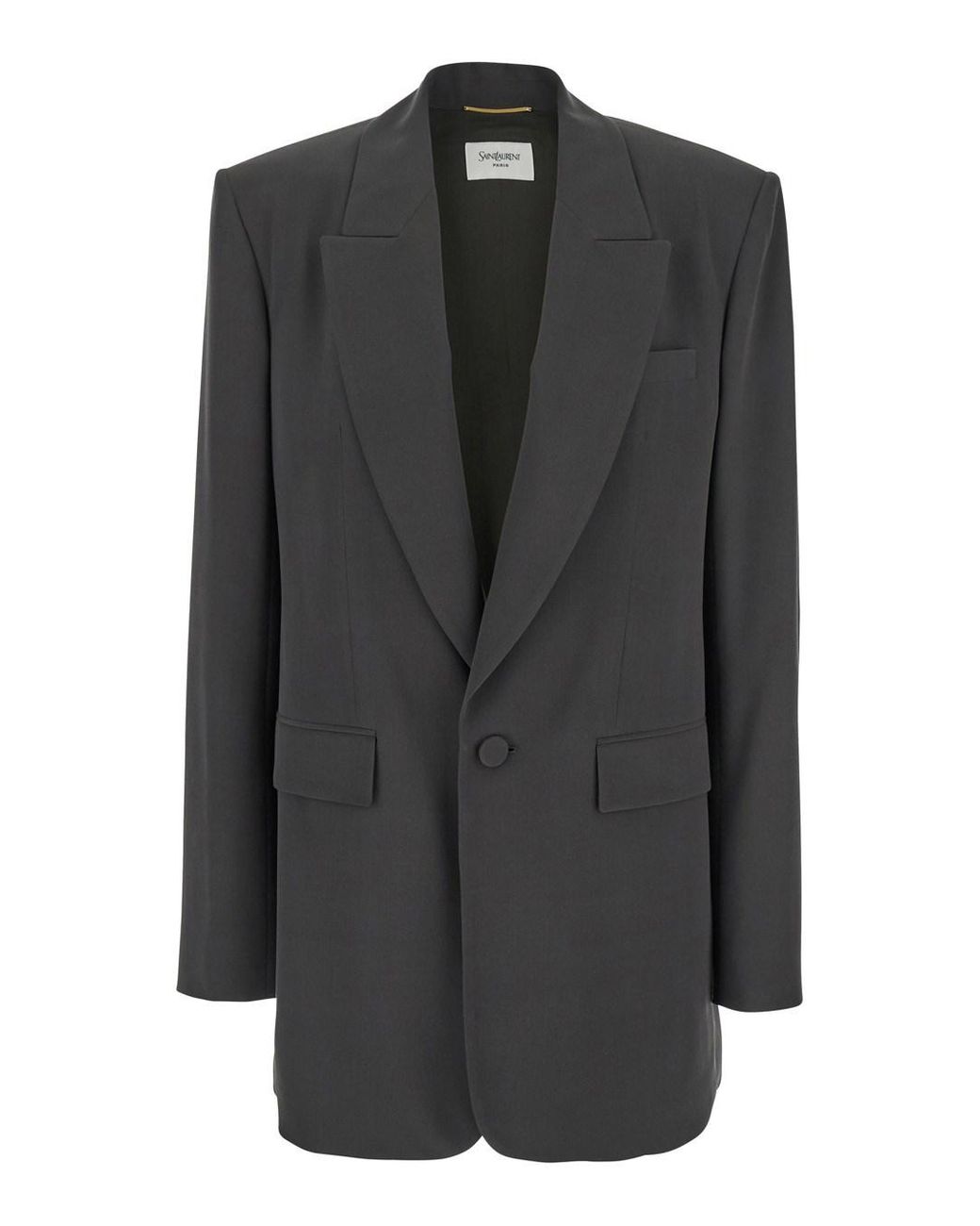 Saint Laurent Black Single-Breasted Jacket With Peak Revers