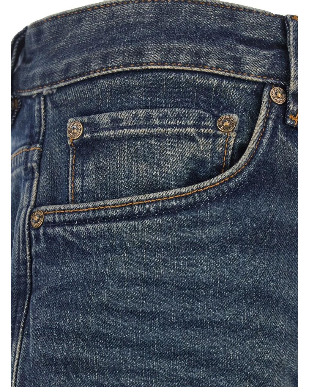 Emporio Armani Blue Loose Fit High-Waist Jeans Cotton for men