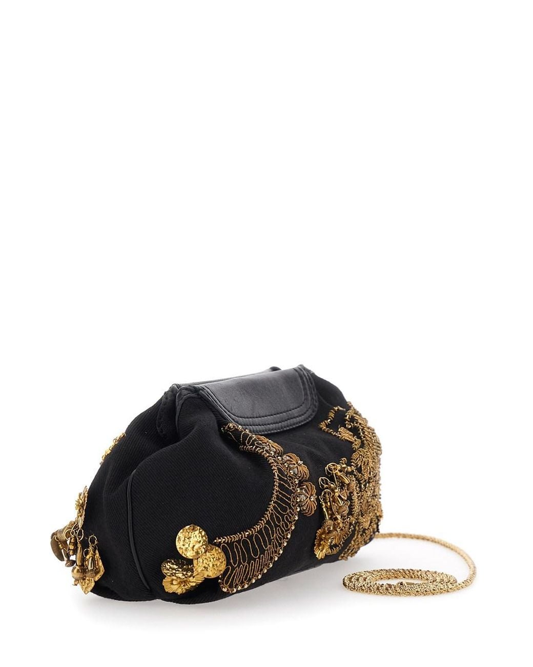 Dries Van Noten Black Clutch Blossom With Cotton