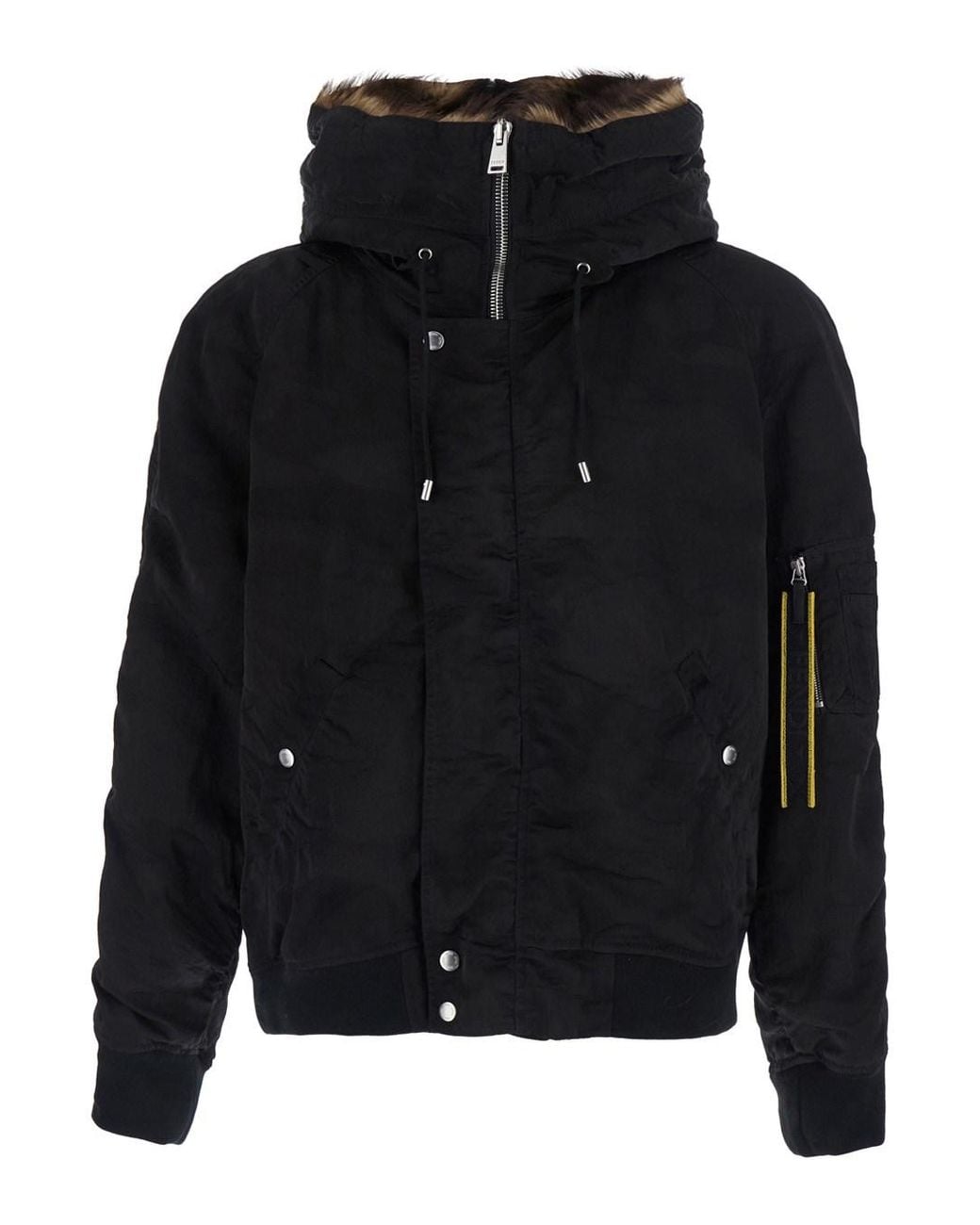 Fendi Black Look 58 Aviatore Bomber Con Montone Tessuto Camouflage for men