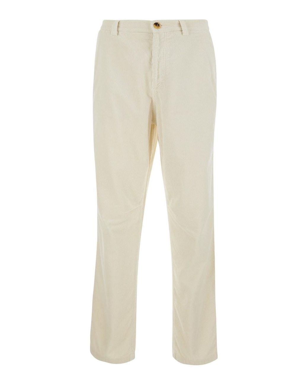 Brunello Cucinelli Natural Pants With Belt Loops And Button And Zip Closure On The Front for men