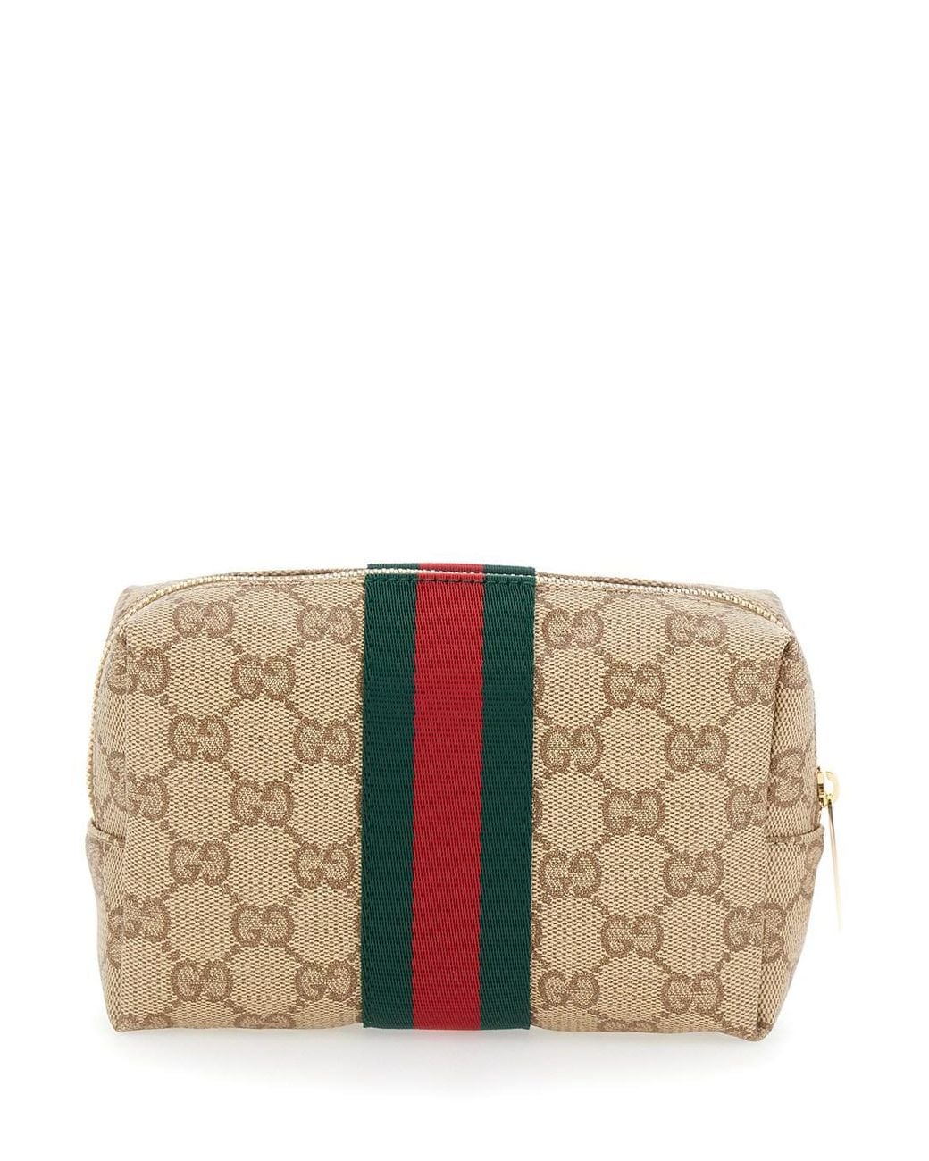 Gucci Natural Clutch With Web And Top Zip Closure