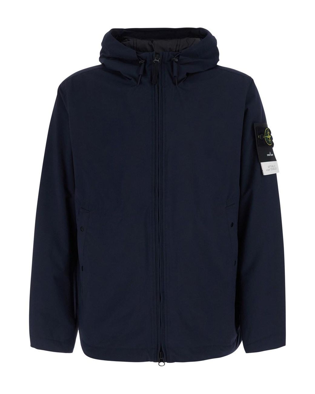 Stone Island Blue Soft Shell Jacket Tech Fabric Polyester Coat for men