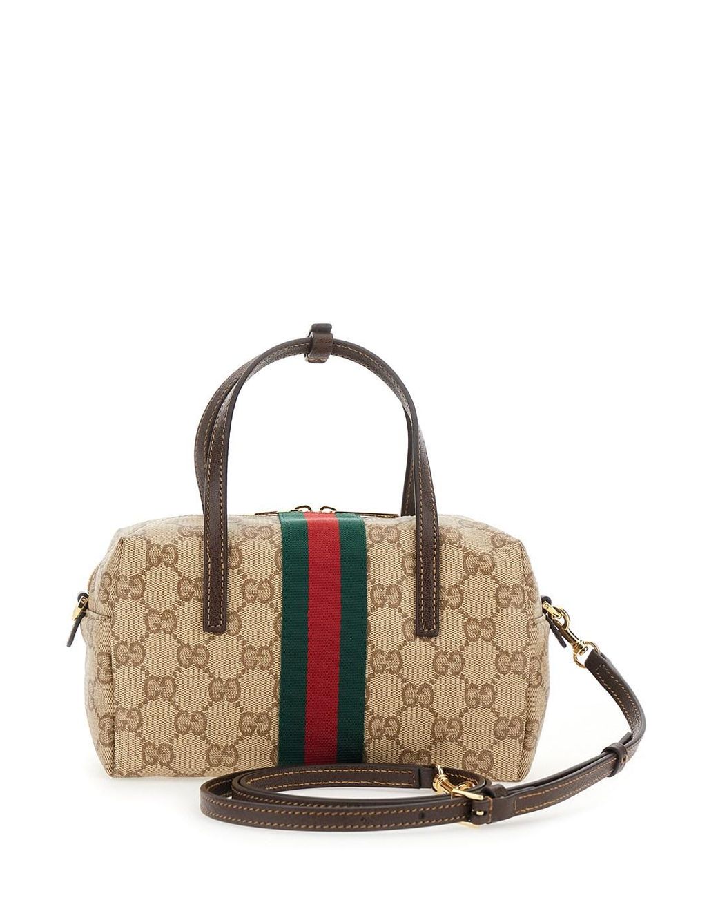 Gucci Metallic 'Boston' Mini Bag With Web Detail On The Side And Adjustable And Removable Strap
