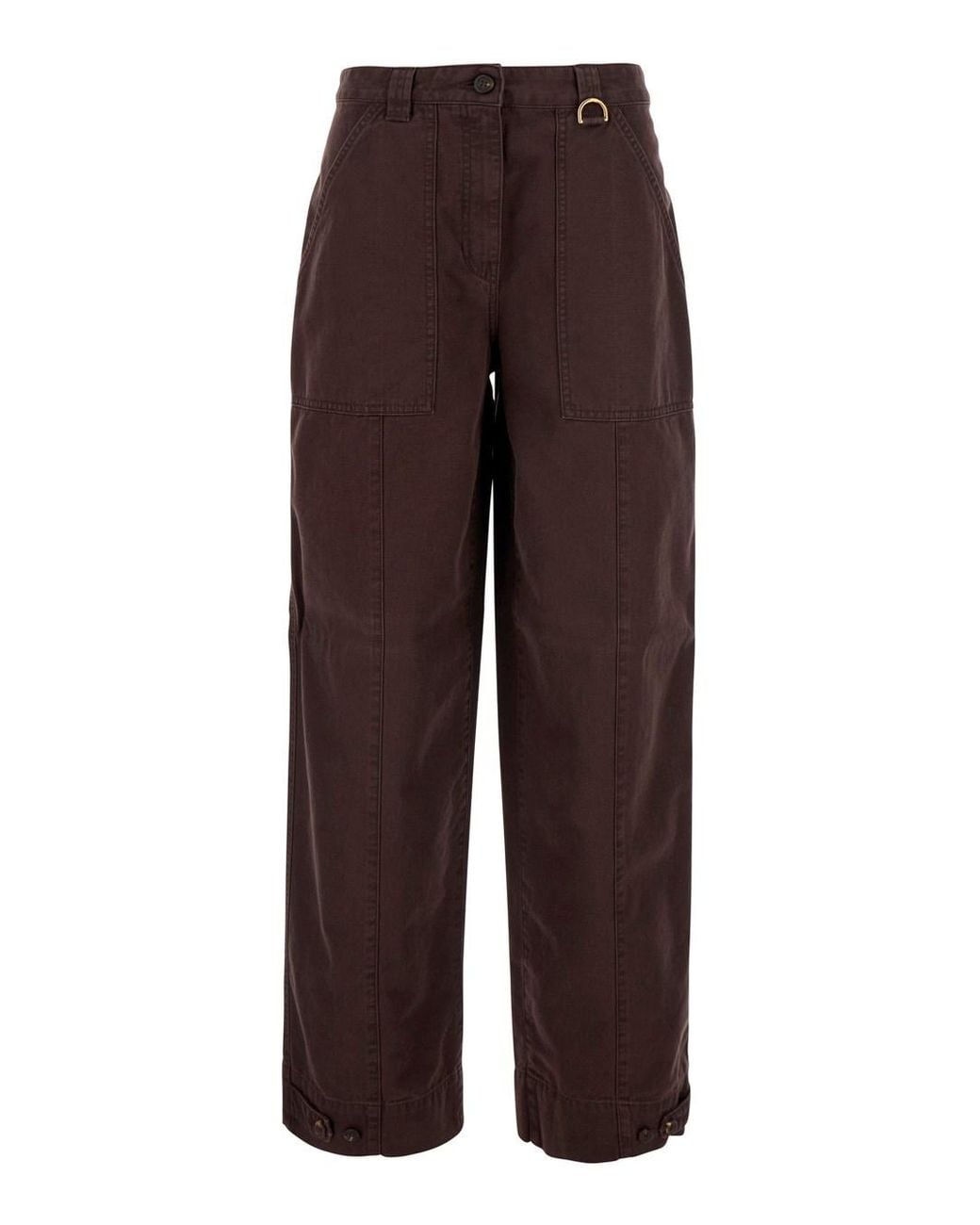 Golden Goose Deluxe Brand Brown Cotton Trousers With Patch Pockets