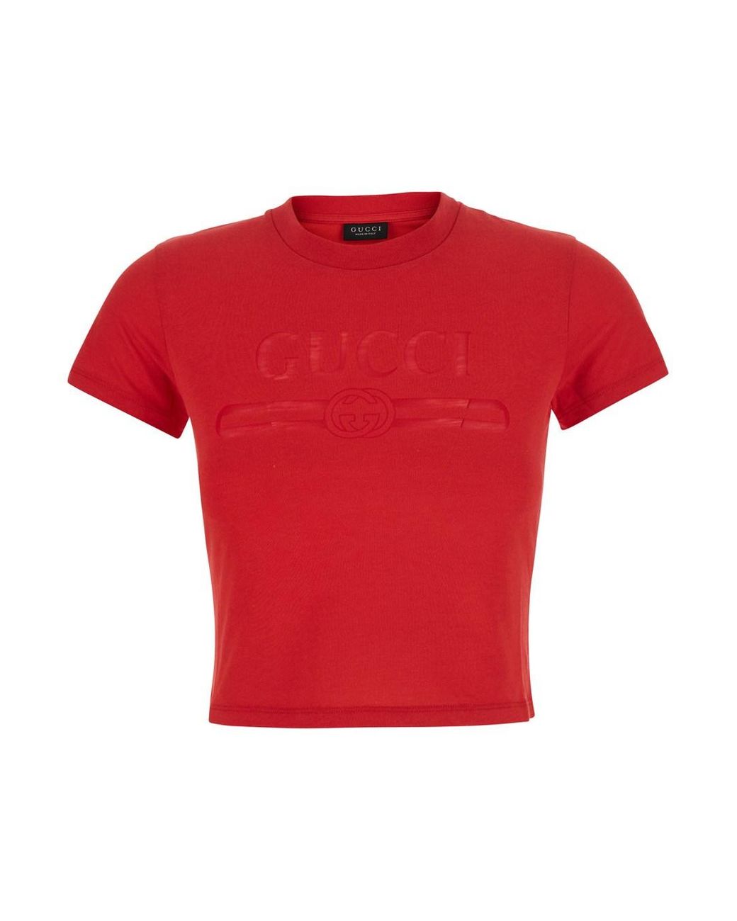 Gucci Red Cropped Cotton T-Shirt T-Shirts & Jerseys