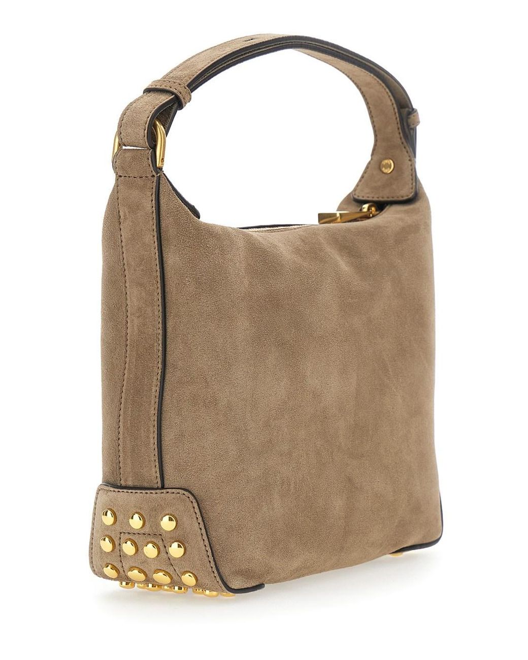 Tod's Brown Handbag With Top Handle And Metal Dots