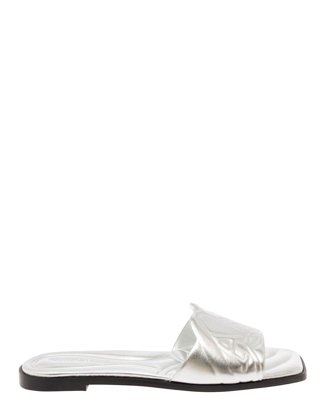 McQueen Metallic Seal Leather Sandals