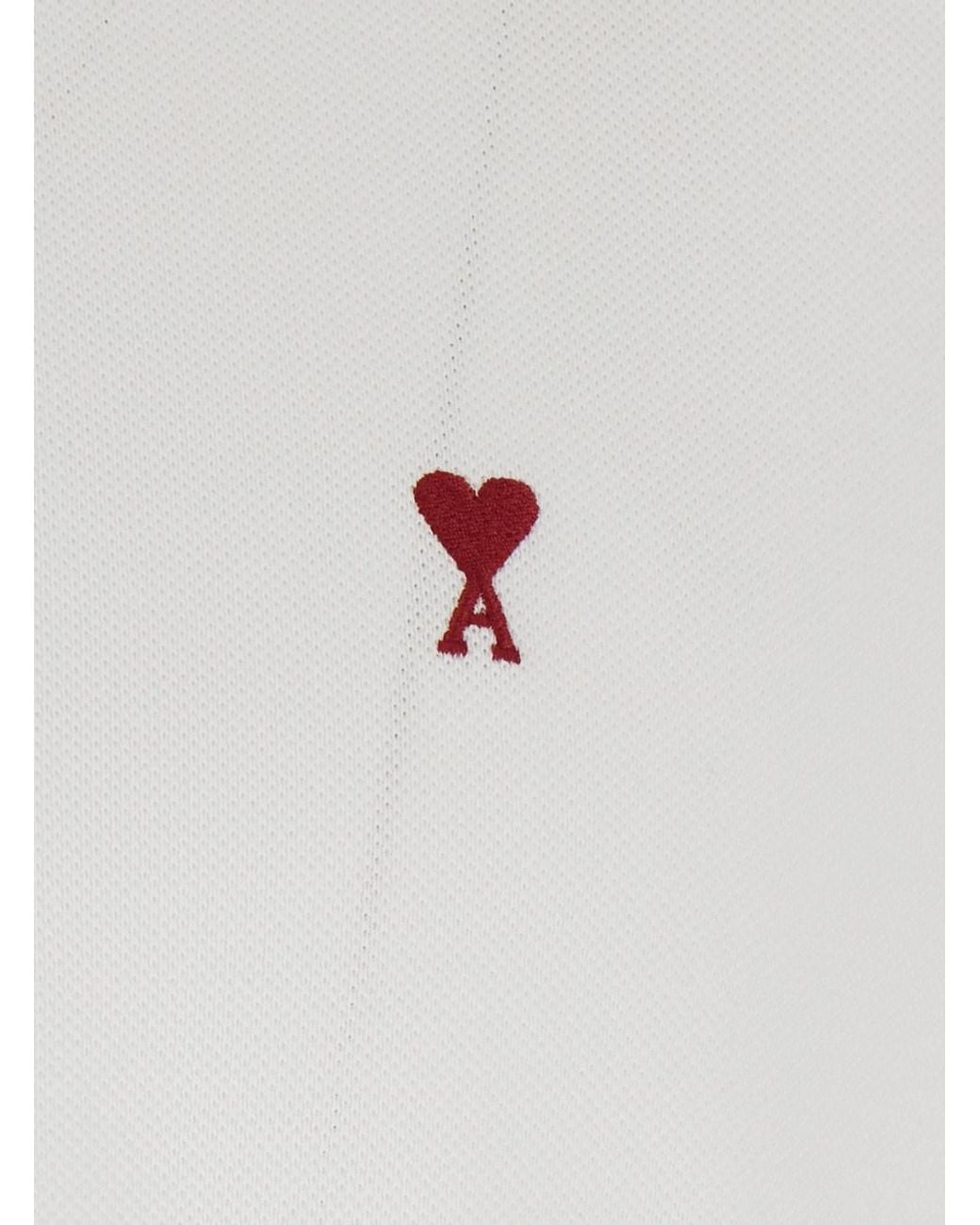 AMI White Polo 'Adc' With Logo Embroidery On The Front