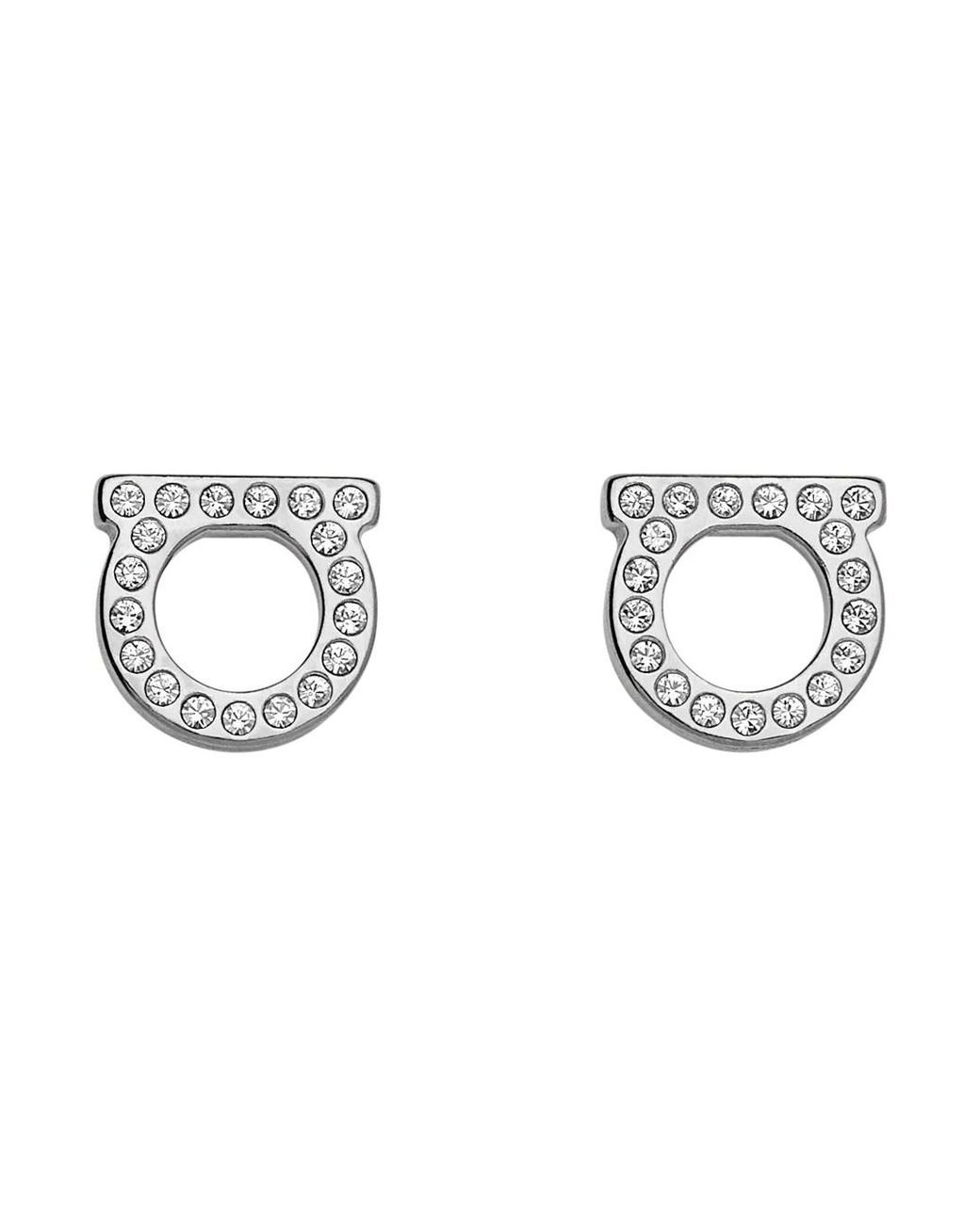Ferragamo Metallic Colored Earrings With Gancini Design And Butterfly Clasp