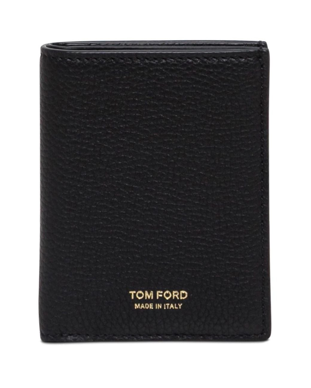 Tom Ford Black Card Holder With Embossed Logo Lettering On The Front for men