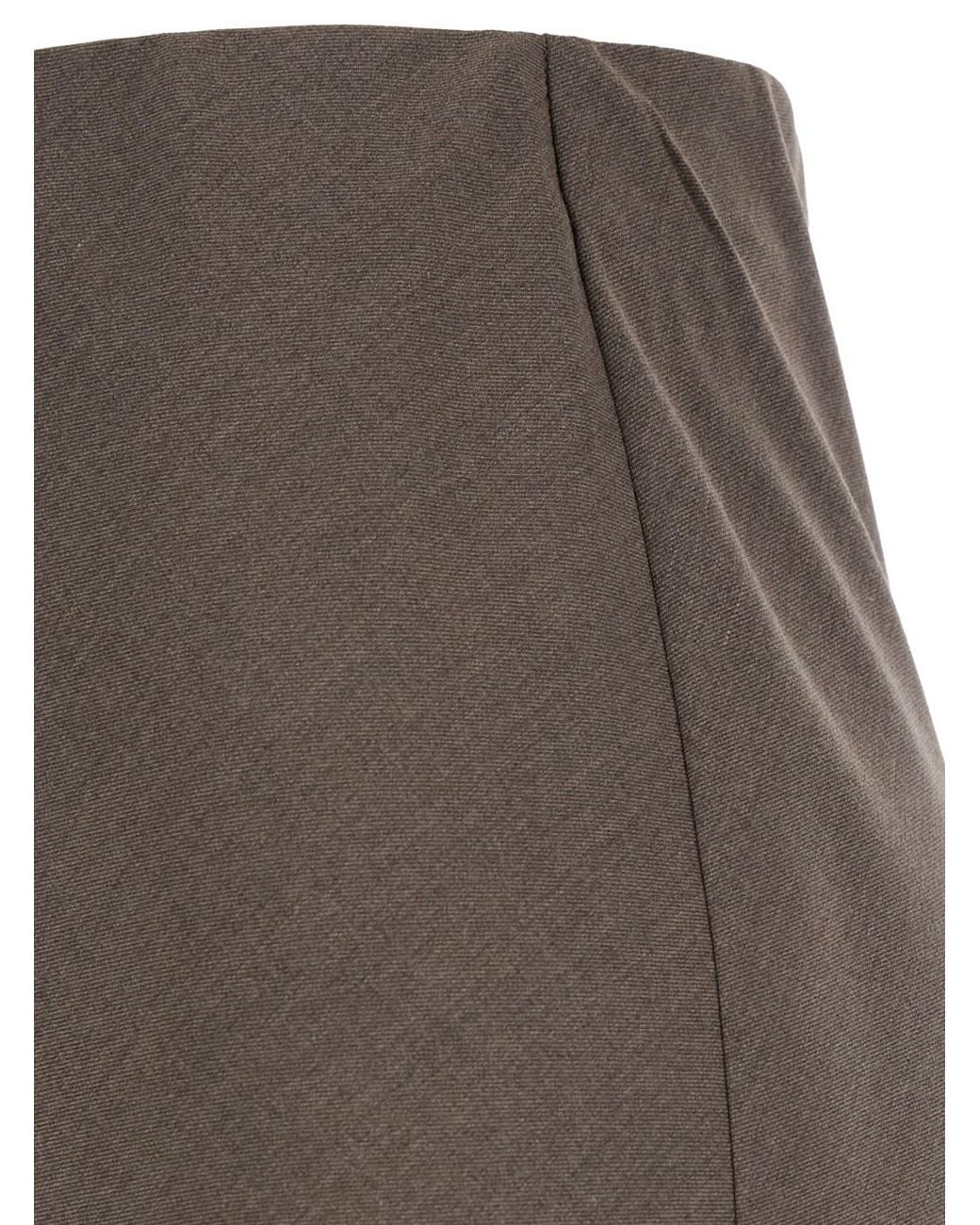 Le Plain Brown Long Skirt With Side Hook And Loop Closure