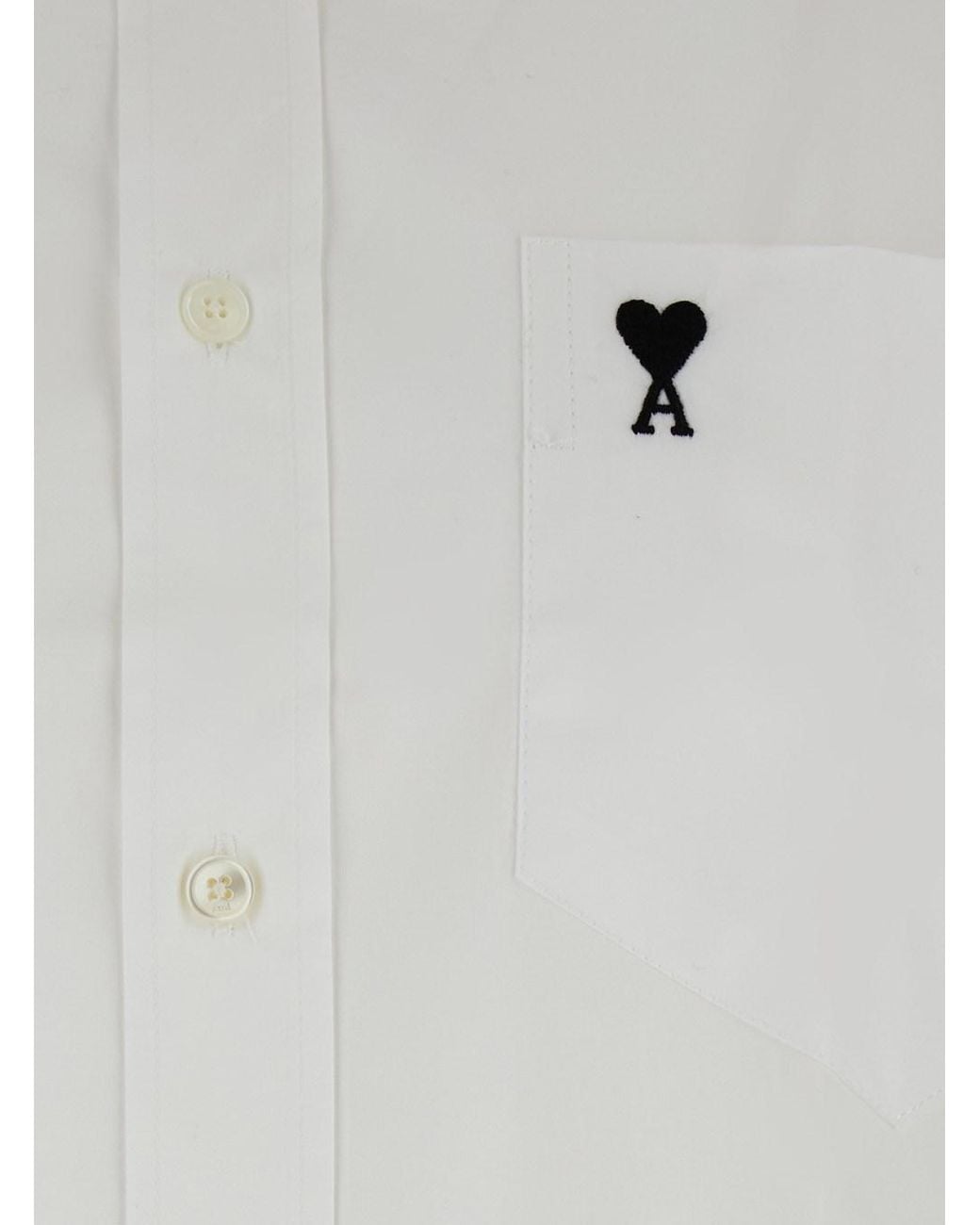 AMI White Boxy Fit Shirt With Button-Down Collar And Ami De Coeur Embr for men