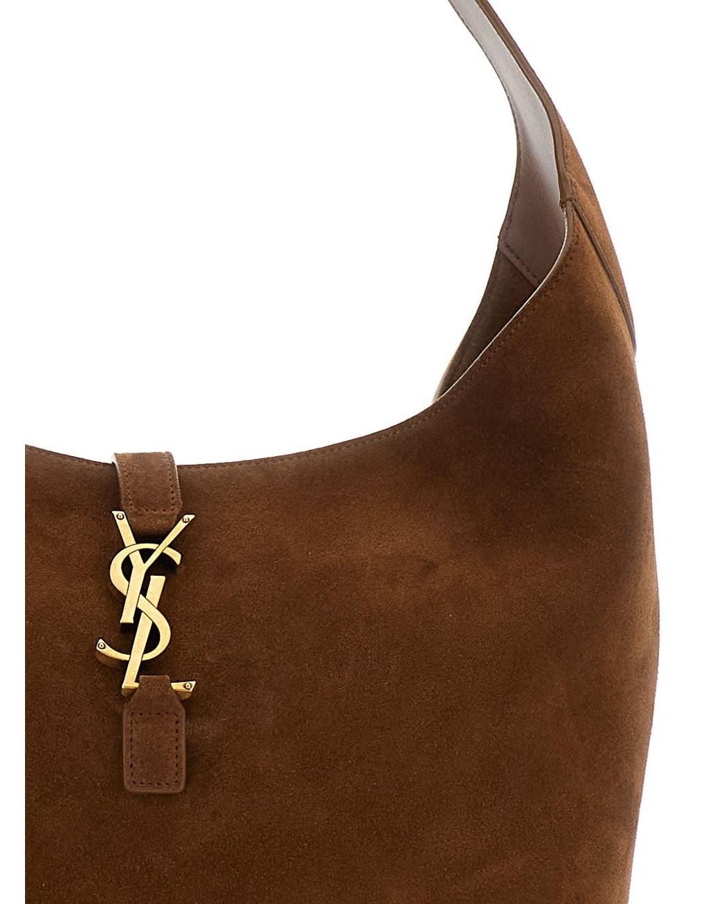 Saint Laurent Brown 'Le 5 À 7' Shoulder Bag With Hook Closure With Ca