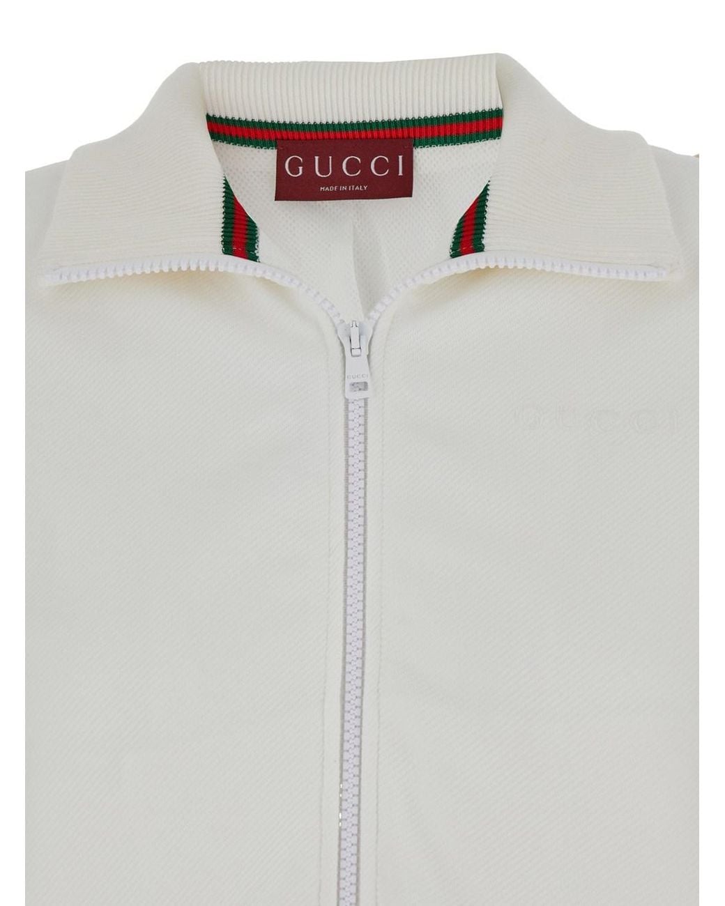 Gucci Gray Crop Sweatshirt With Web Detail