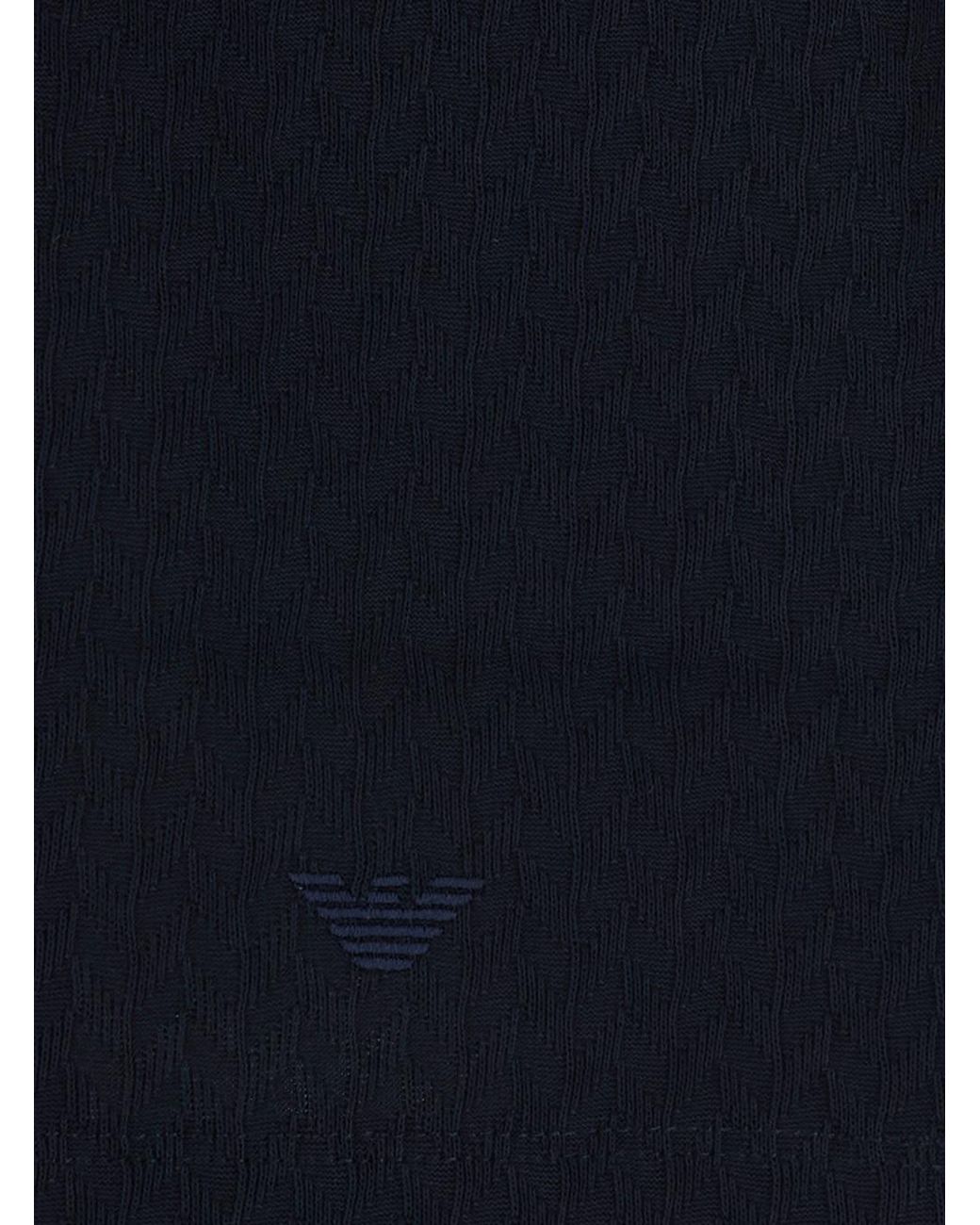 Emporio Armani Black T-Shirt Cotton Jacquard T-Shirts for men