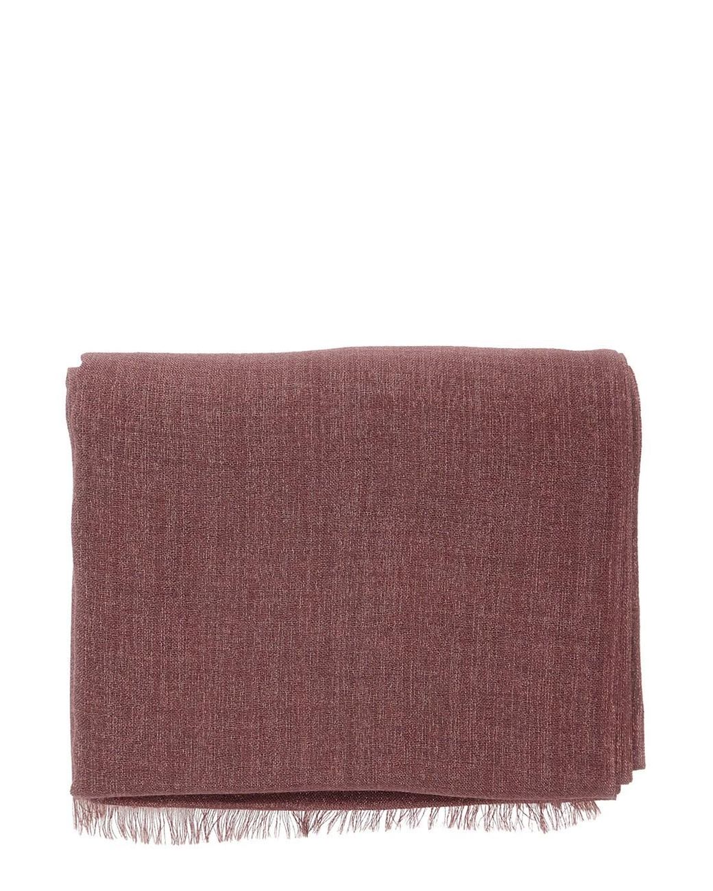 Brunello Cucinelli Purple Scarf With Frayed Edges And Wrap Design