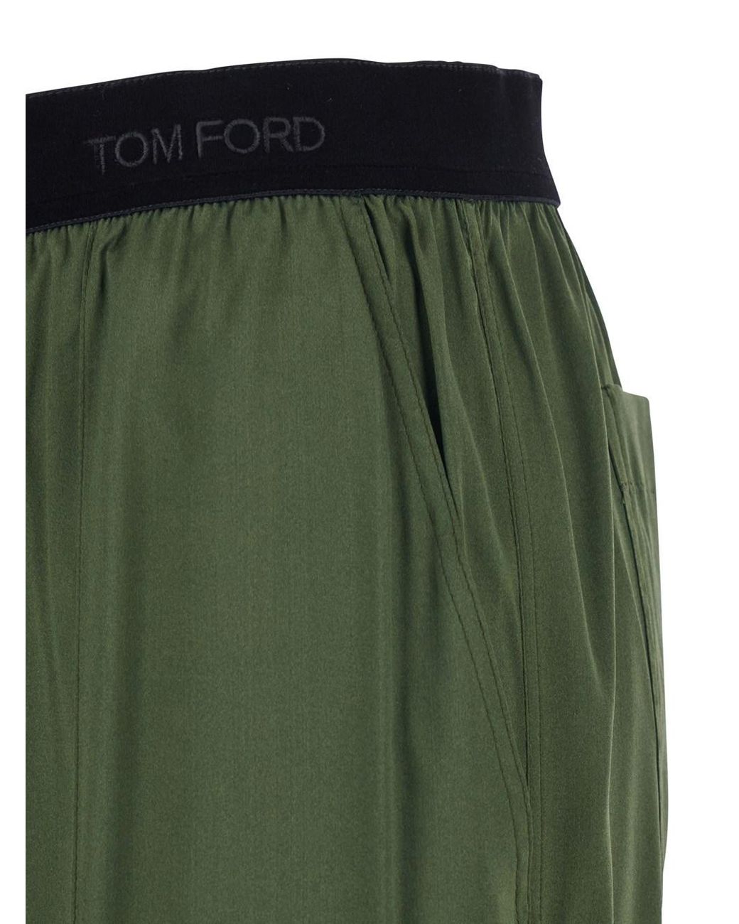 Tom Ford Green Pants With Elastic Waist With Logo Lettering