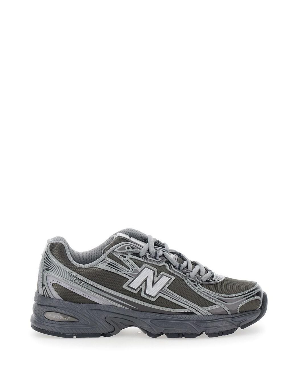 New Balance Gray '740' Sneakers With Metallic Details And Logo Patch O