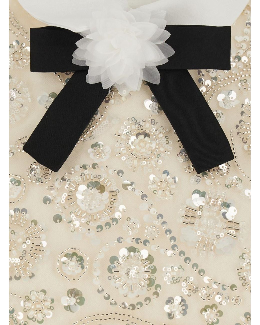 Self-Portrait Natural Mini Dress With Sequins Polyester