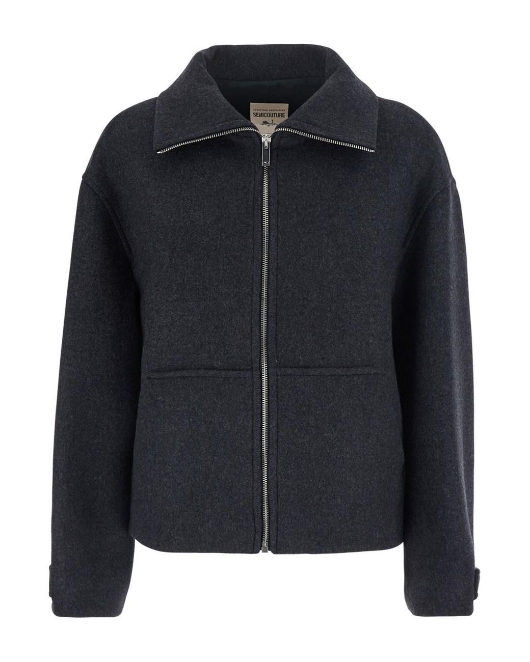 Semicouture Black 'Jeanie' Jacket With Classic Collar And Buttoned Cuff