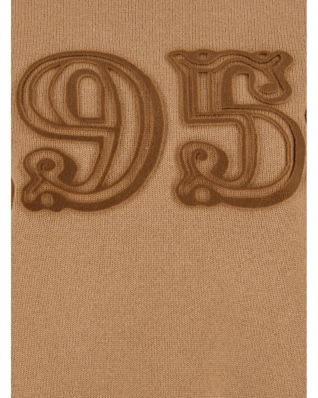 Max Mara Brown Crew Neck Sweater With Embroidery Wool Tops
