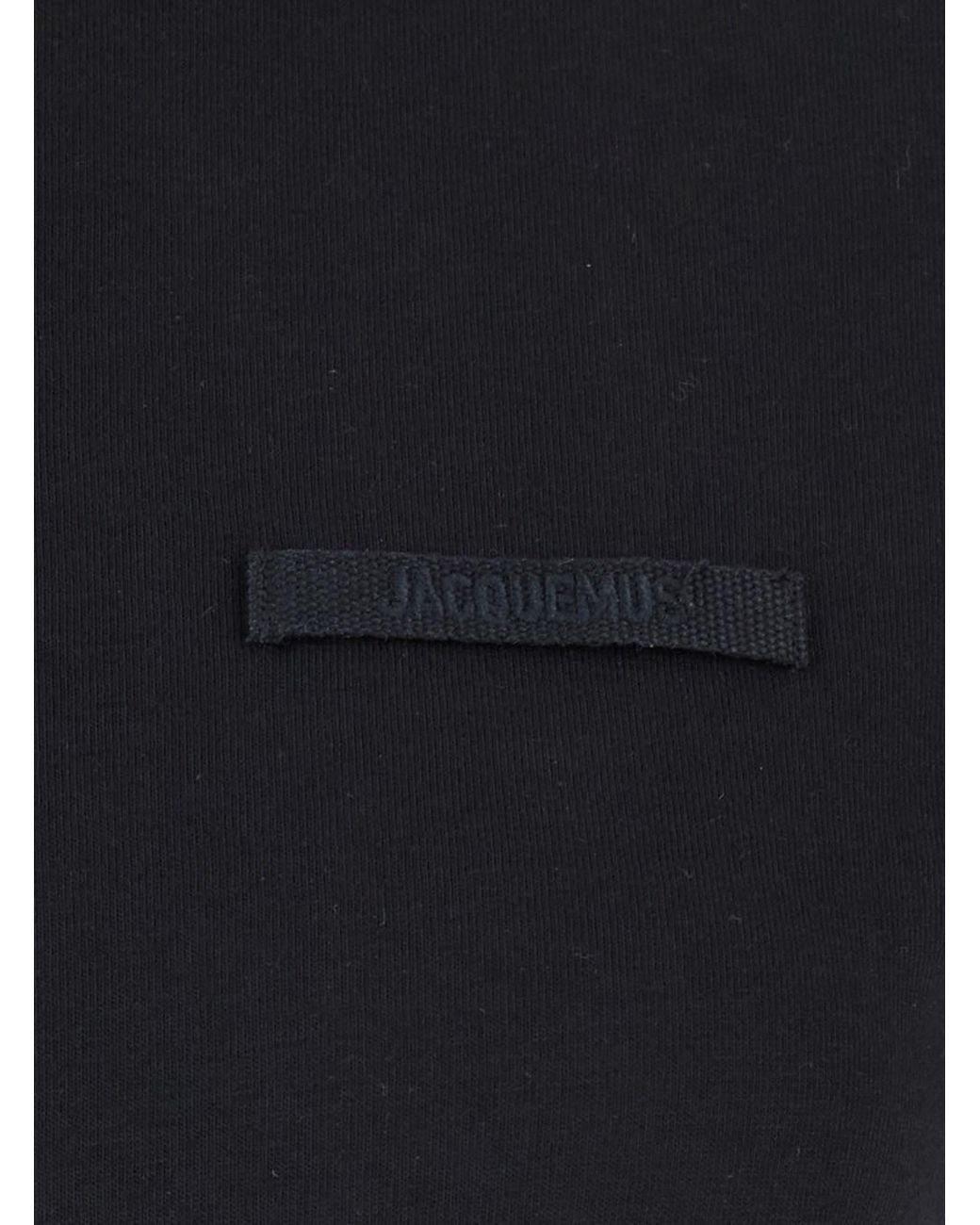 Jacquemus Black 'Le T-Shirt Gros Grain' Crewneck T-Shirt With Logo Patch On The Front