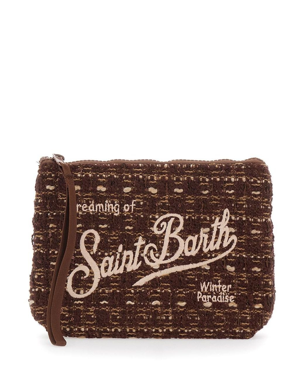 Mc2 Saint Barth Brown Aline Tweed Pouch With Tech Fabric And Rubber An