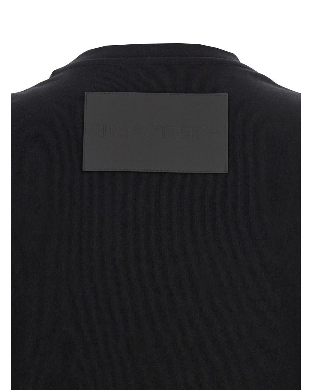 T-Shirt Girocollo Con Patch Logo Sul Retro di Jil Sander in Black da Uomo