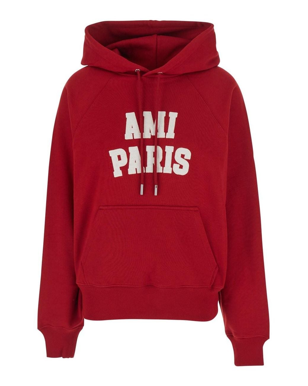 AMI Red Hoodie With Felt Embroidery And Long Sleeves for men