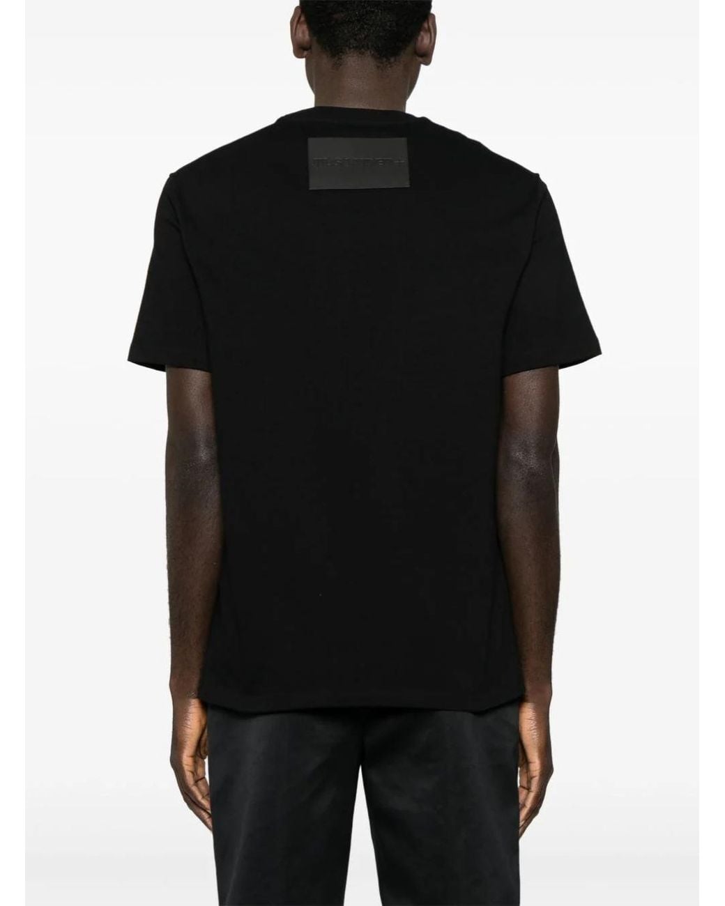 T-Shirt Girocollo Con Patch Logo Sul Retro di Jil Sander in Black da Uomo