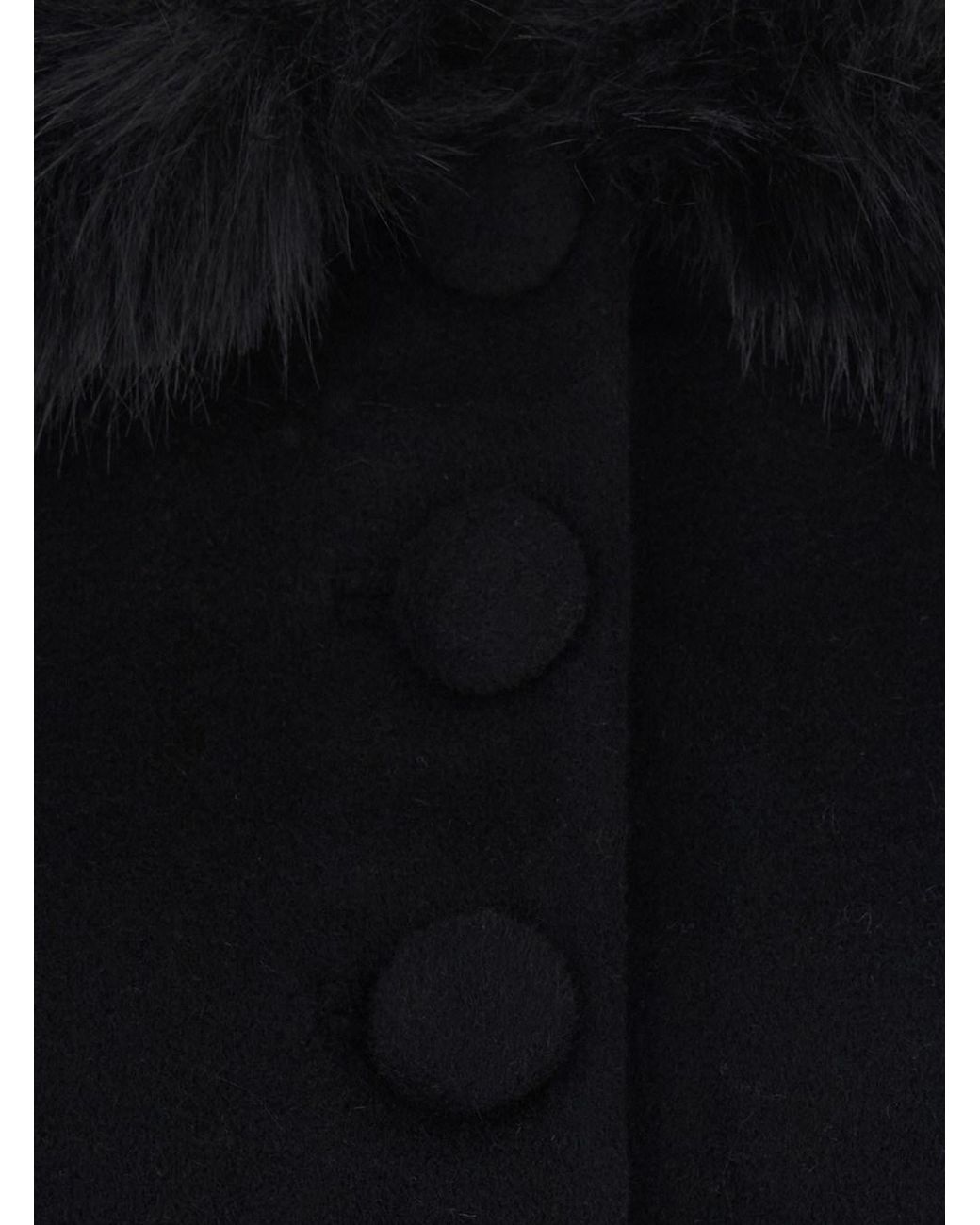 Self-Portrait Black Jacket With Fur Cuffs And Notched Collar