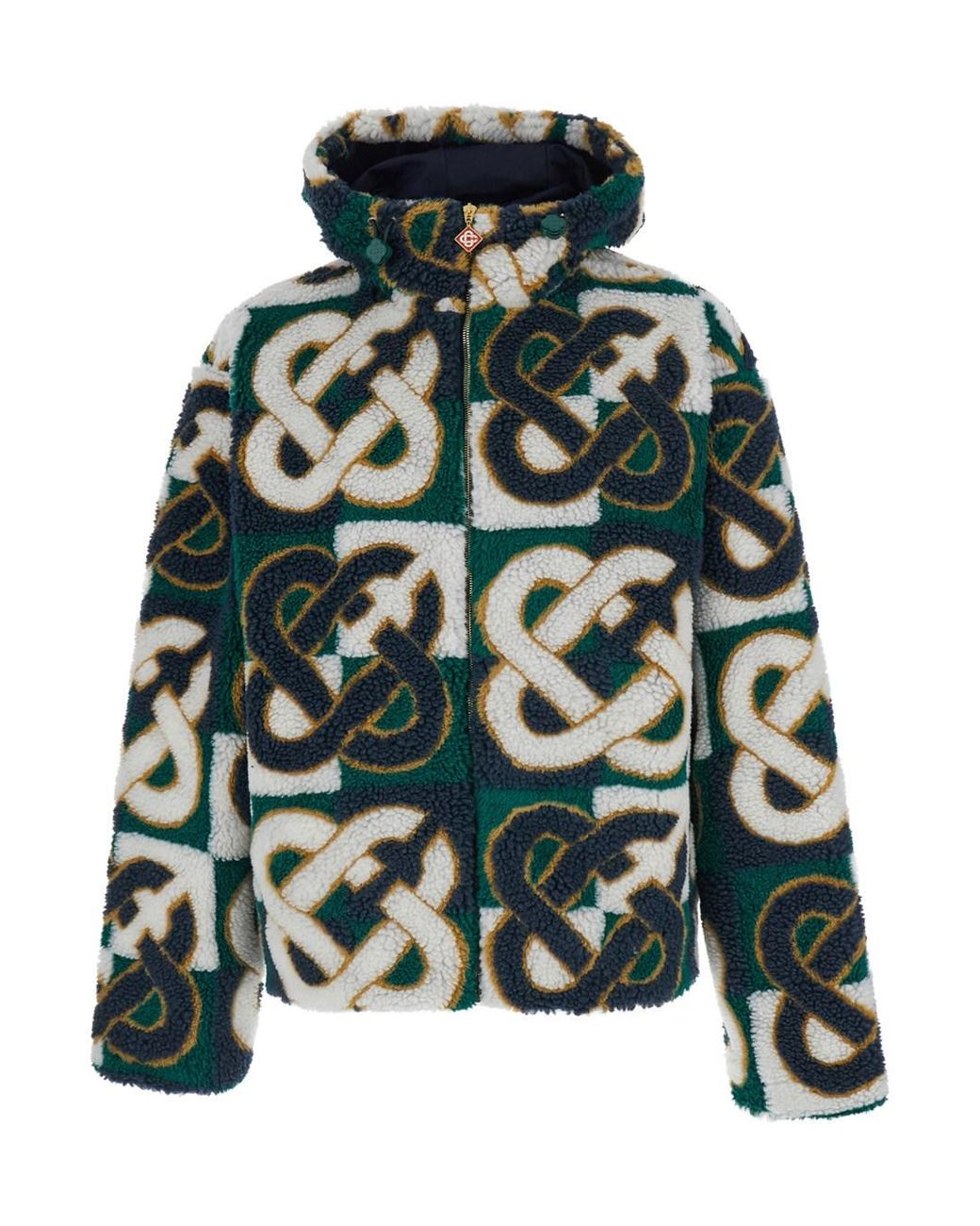 Casablanca Green Jacket With Hood And All-Over Logo Monogram for men