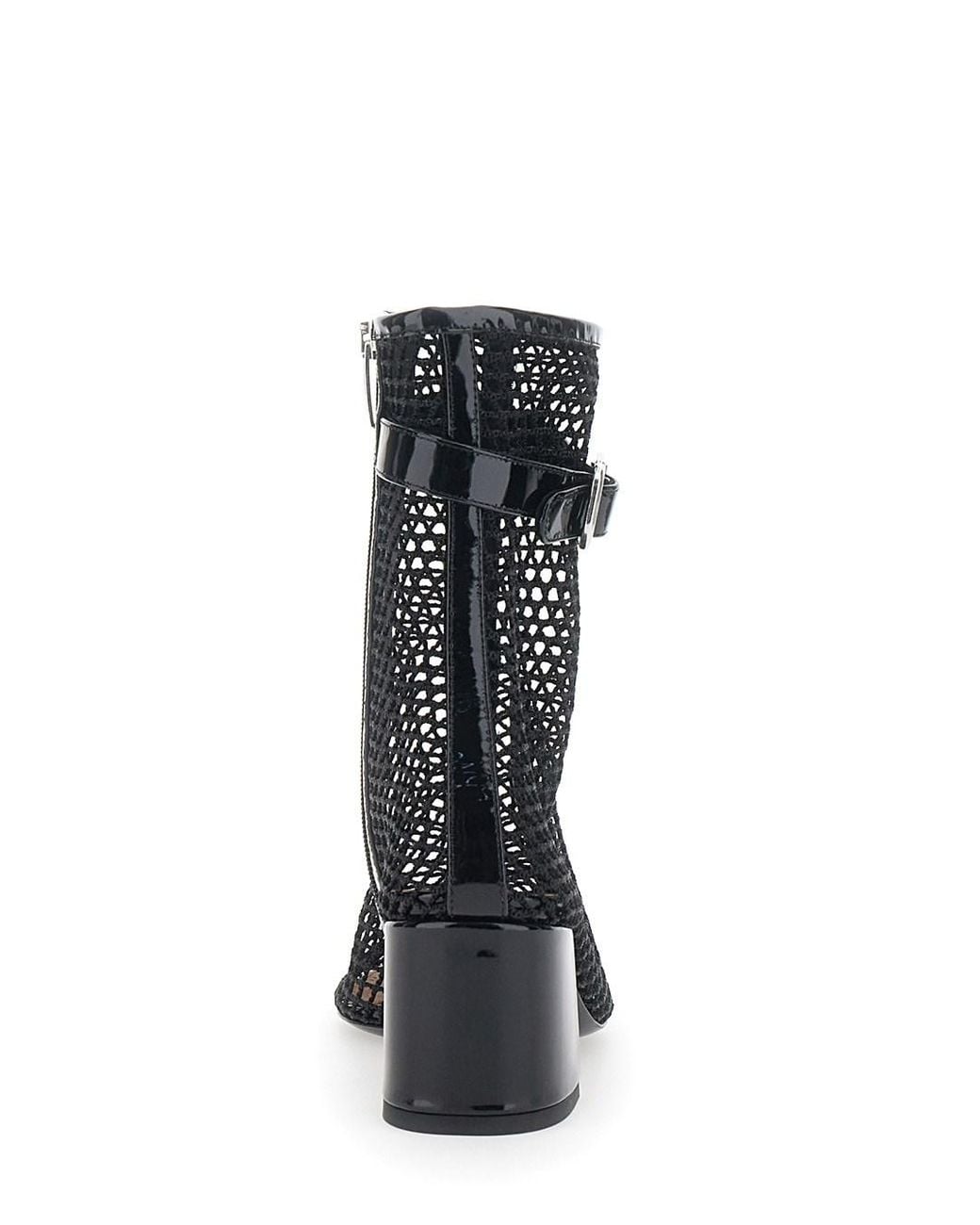 Alaïa Black Ankle Boots With Mesh And High Heel