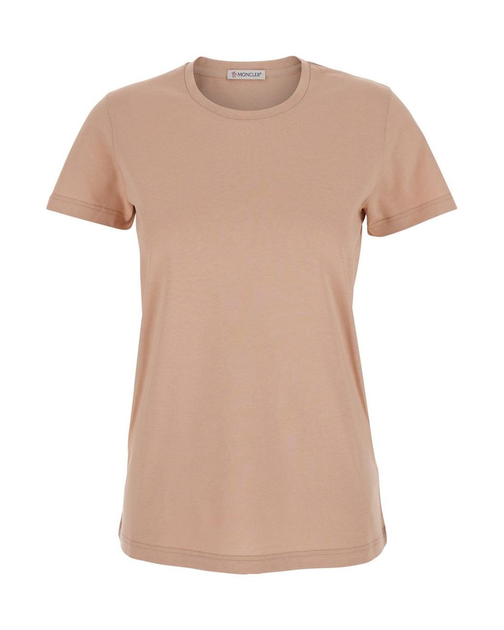 Moncler Pink T-Shirt With Logo Patch Applied On The Sleeve