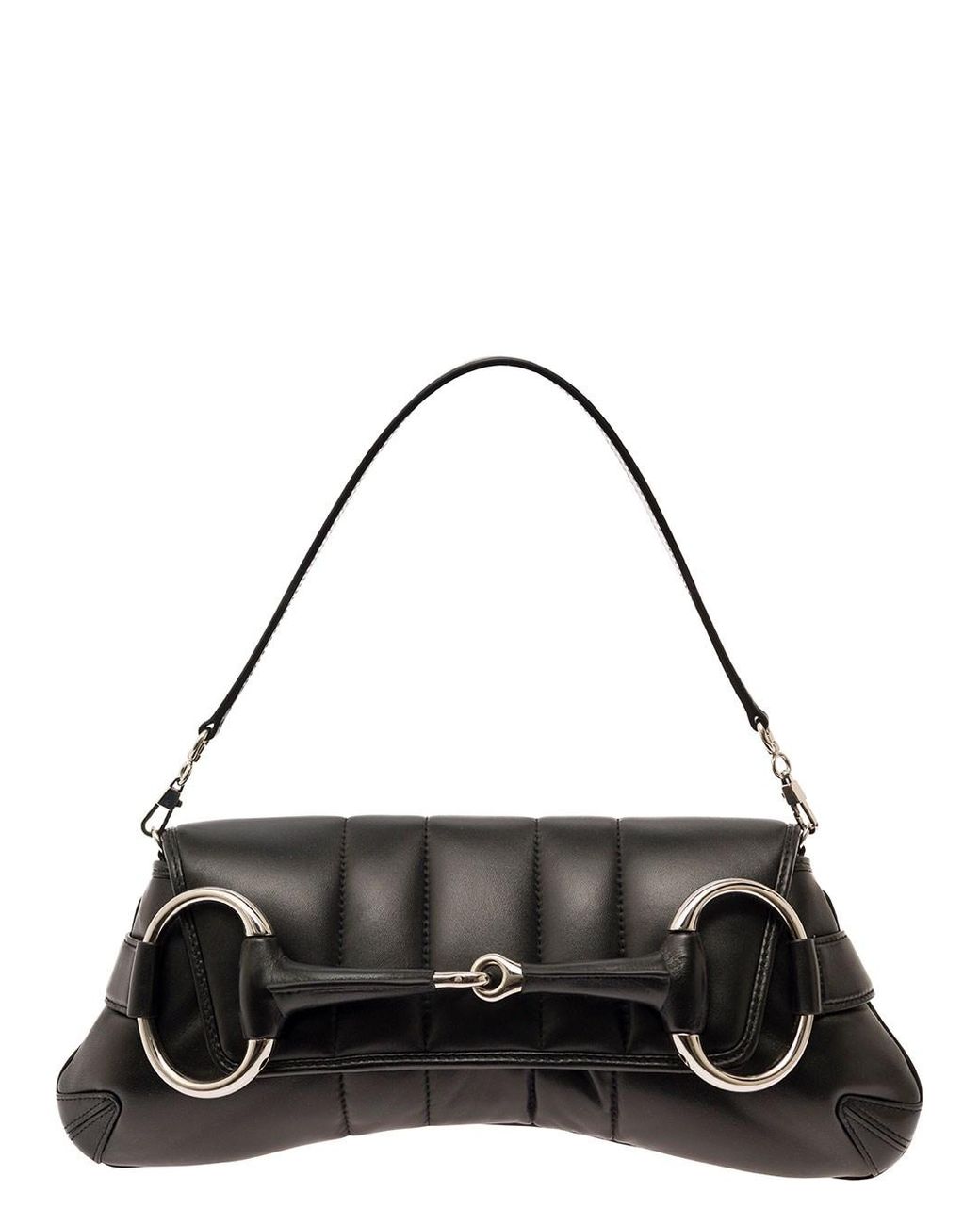 Gucci Black 'Medium Horsebit' Shoulder Bag With Maxi Horsebit