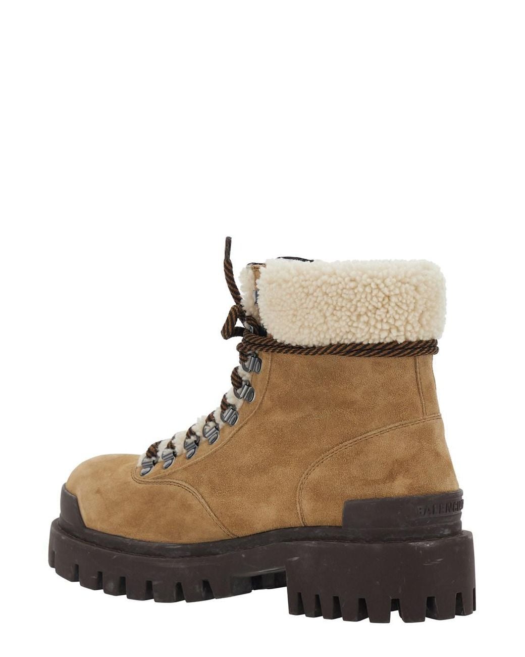 Balenciaga Brown 'Strike' Ankle Boots With Fur Lining And Logo Letteri for men