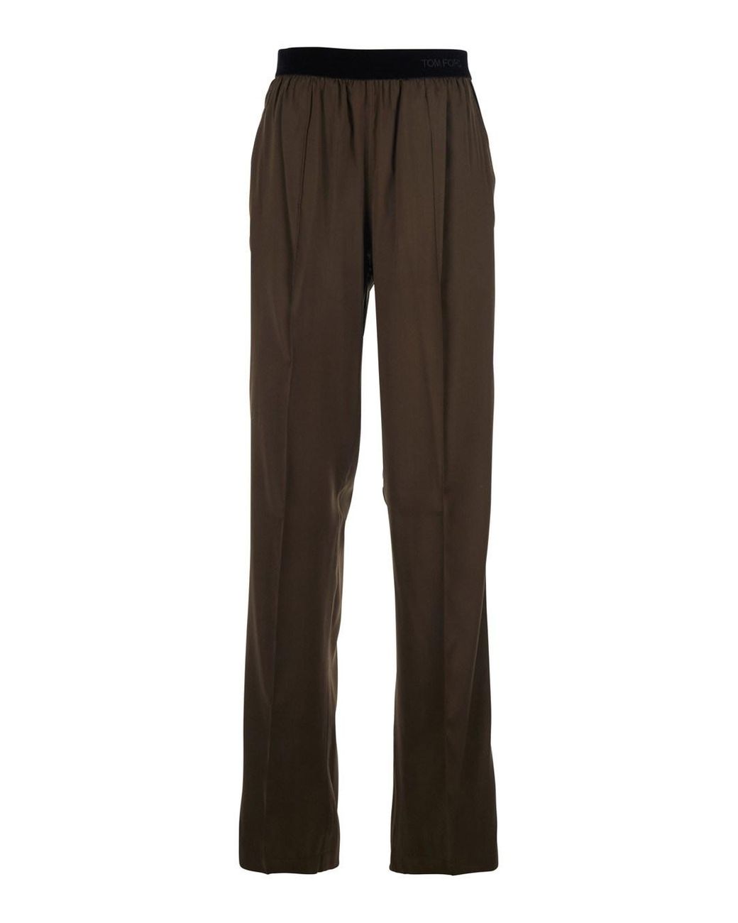 Tom Ford Brown Pants With Elastic Waist With Logo Lettering
