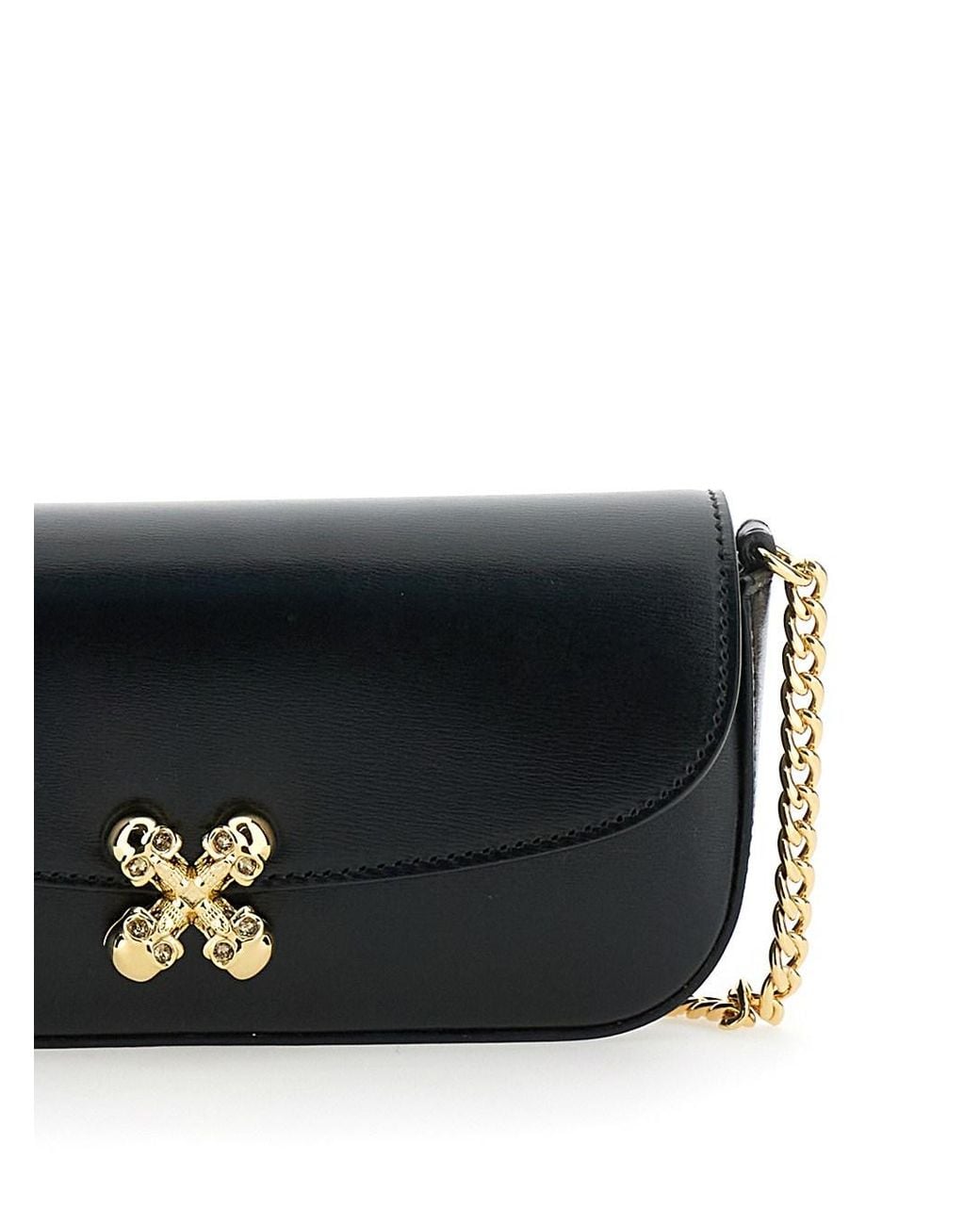 McQueen Black Shoulder Bag "Skull Flower Small"
