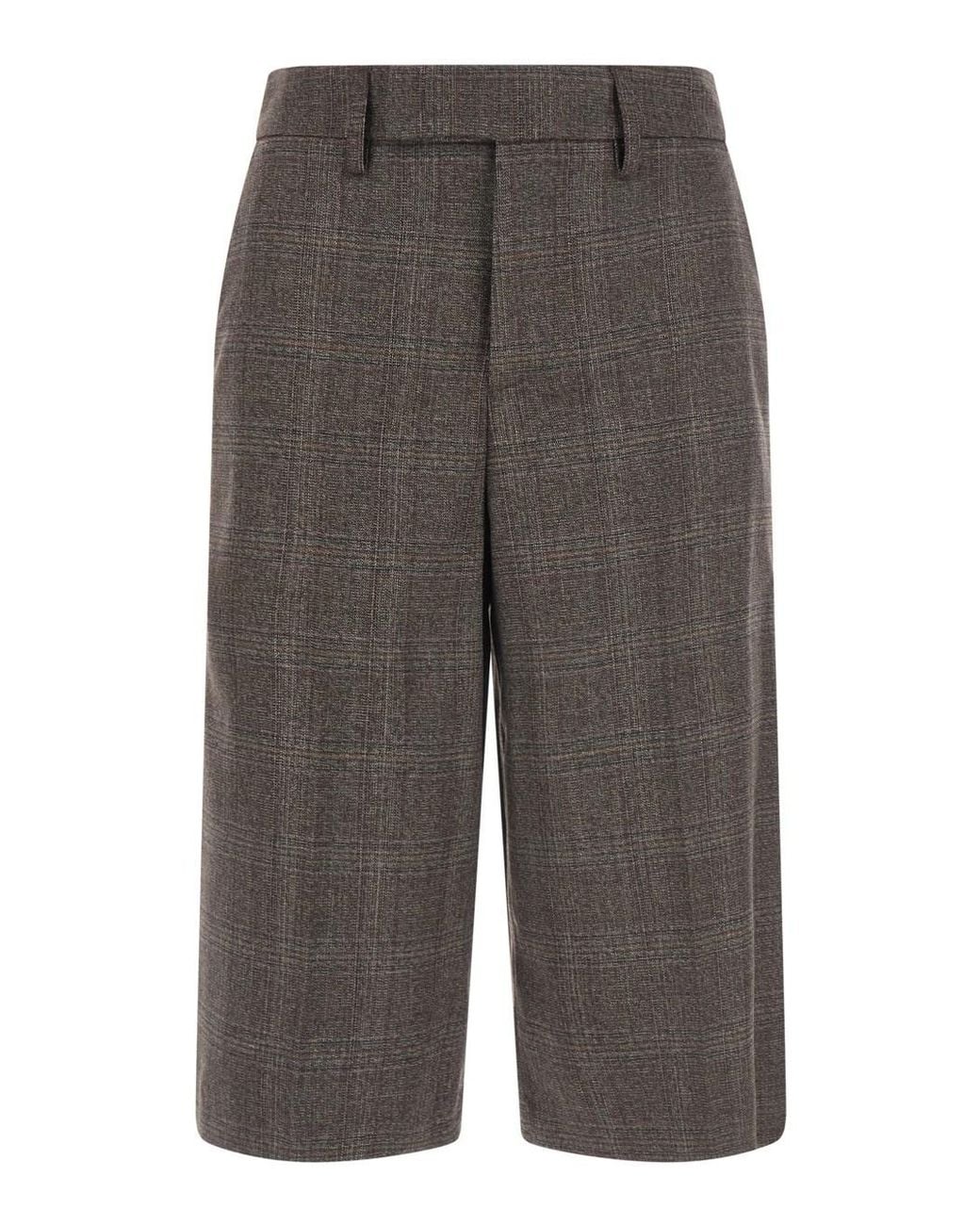 Le Plain Gray Check Bermuda Shorts With Check Motif And