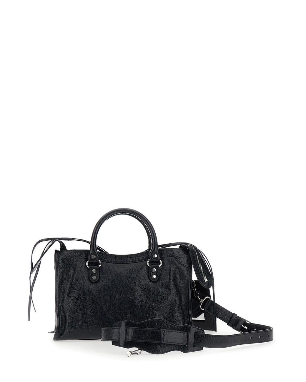 Balenciaga Black 'Le City Small' Handbag With Adjustable And Removable