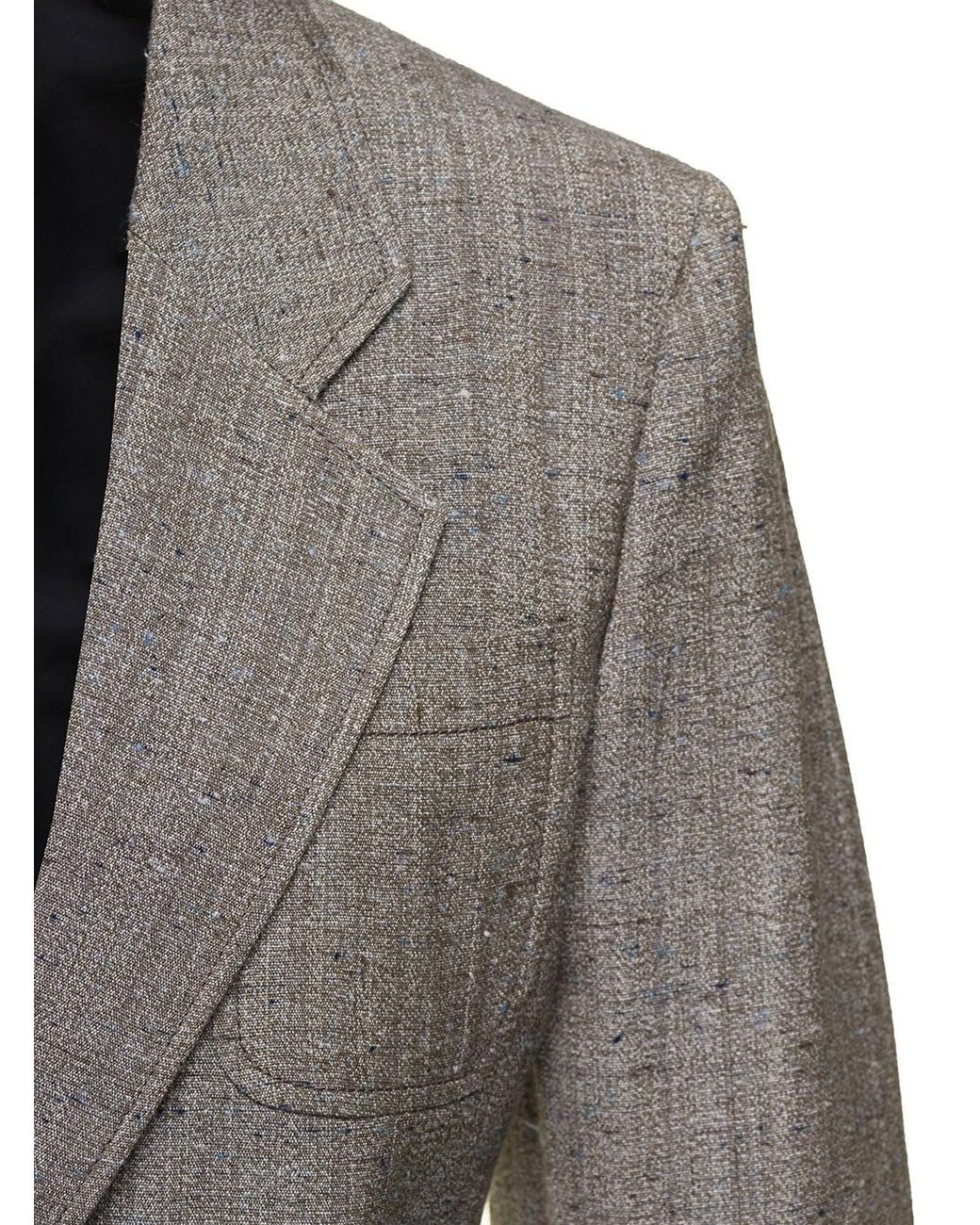 Bottega Veneta Gray Single-Breasted Slim-Fitted Jacket With Single Button