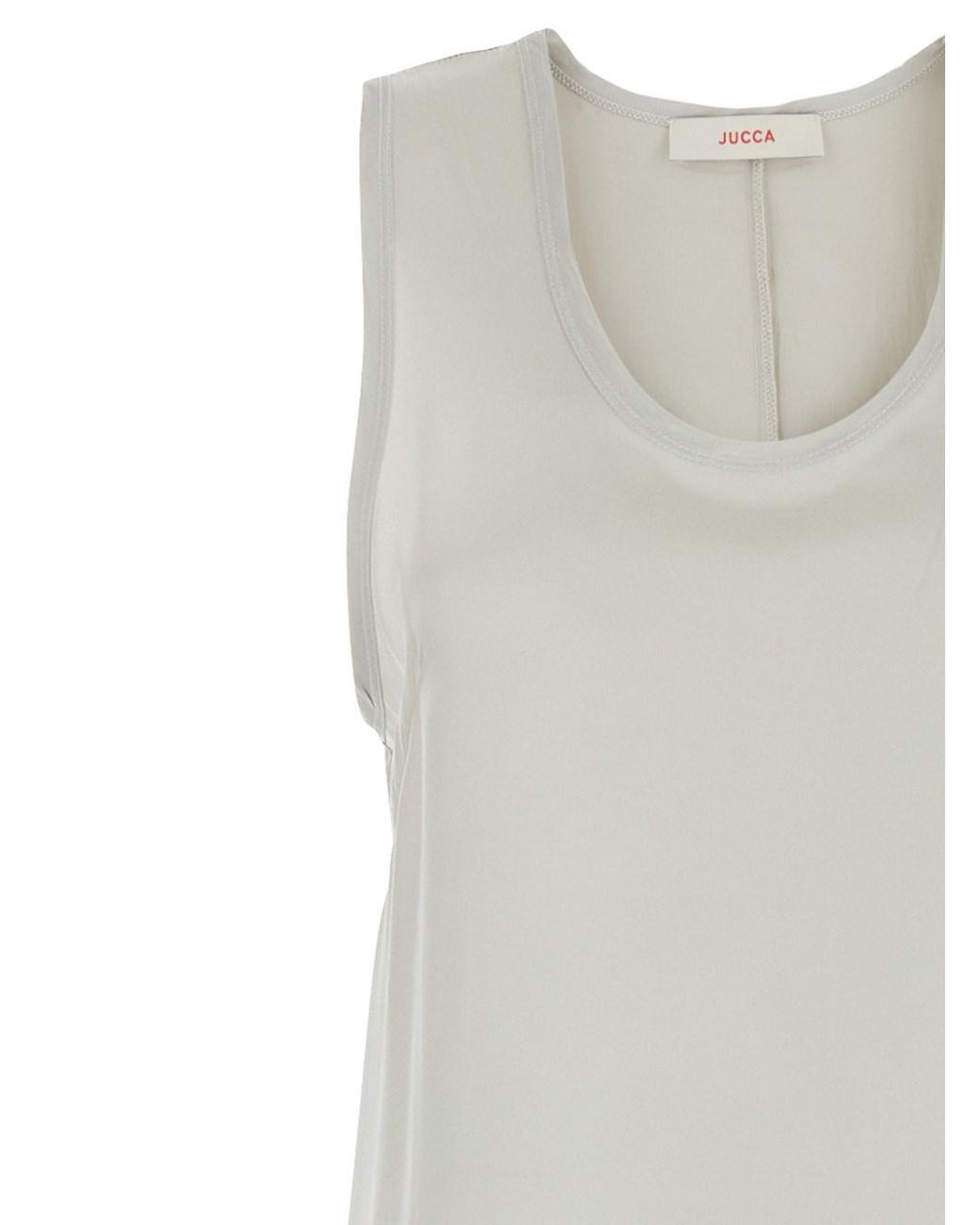 Jucca White Long Dress With U-Neck And Back Closure