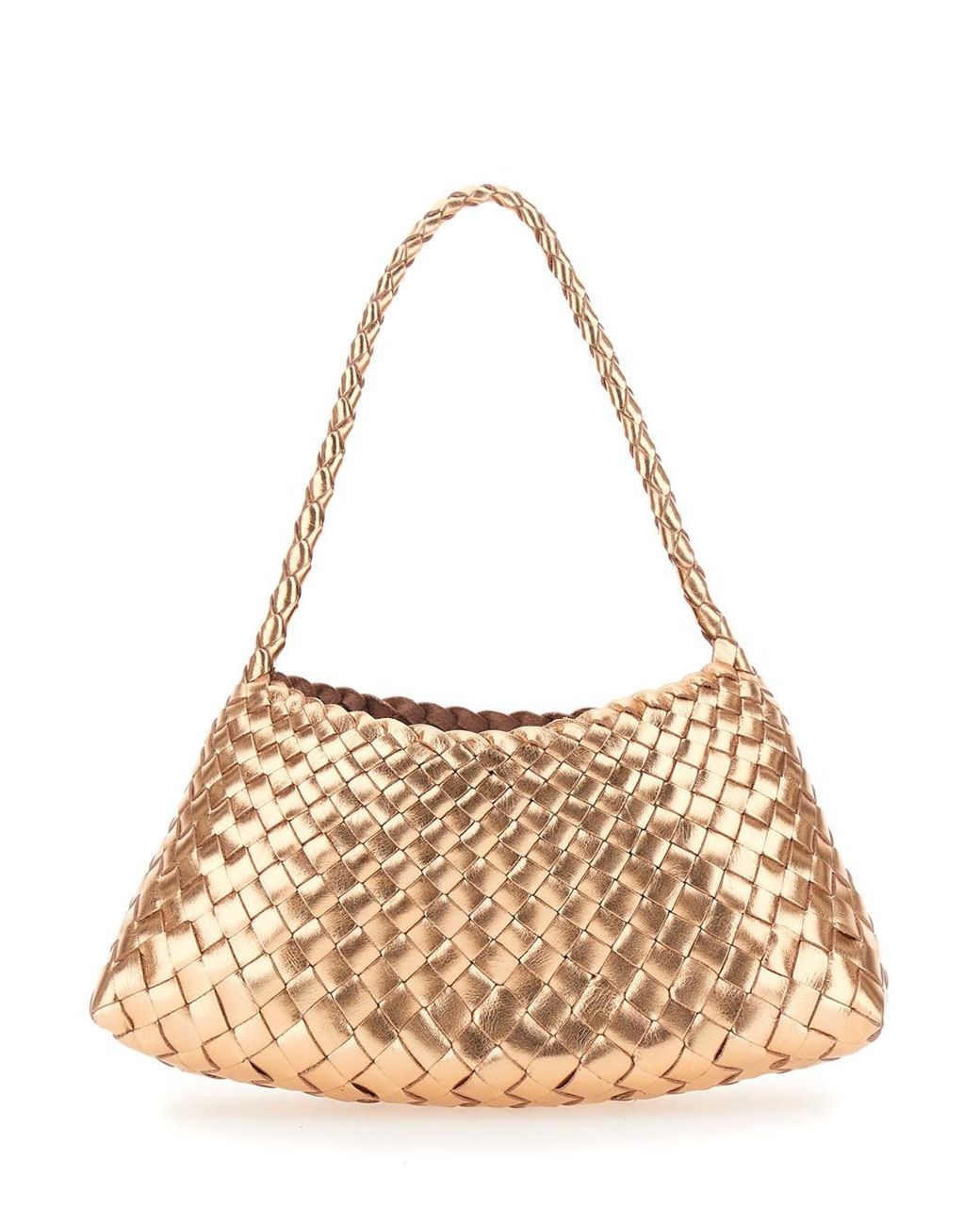 Dragon Diffusion Metallic 'Rossana' Shoulder Bag With Flared And Woven De