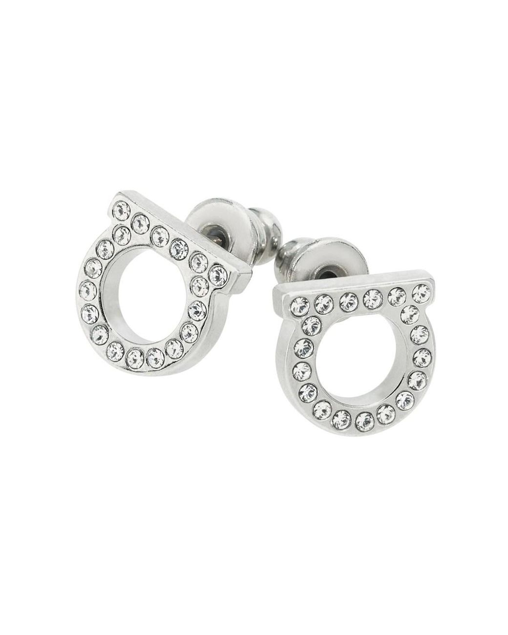 Ferragamo Metallic Colored Earrings With Gancini Design And Butterfly Clasp