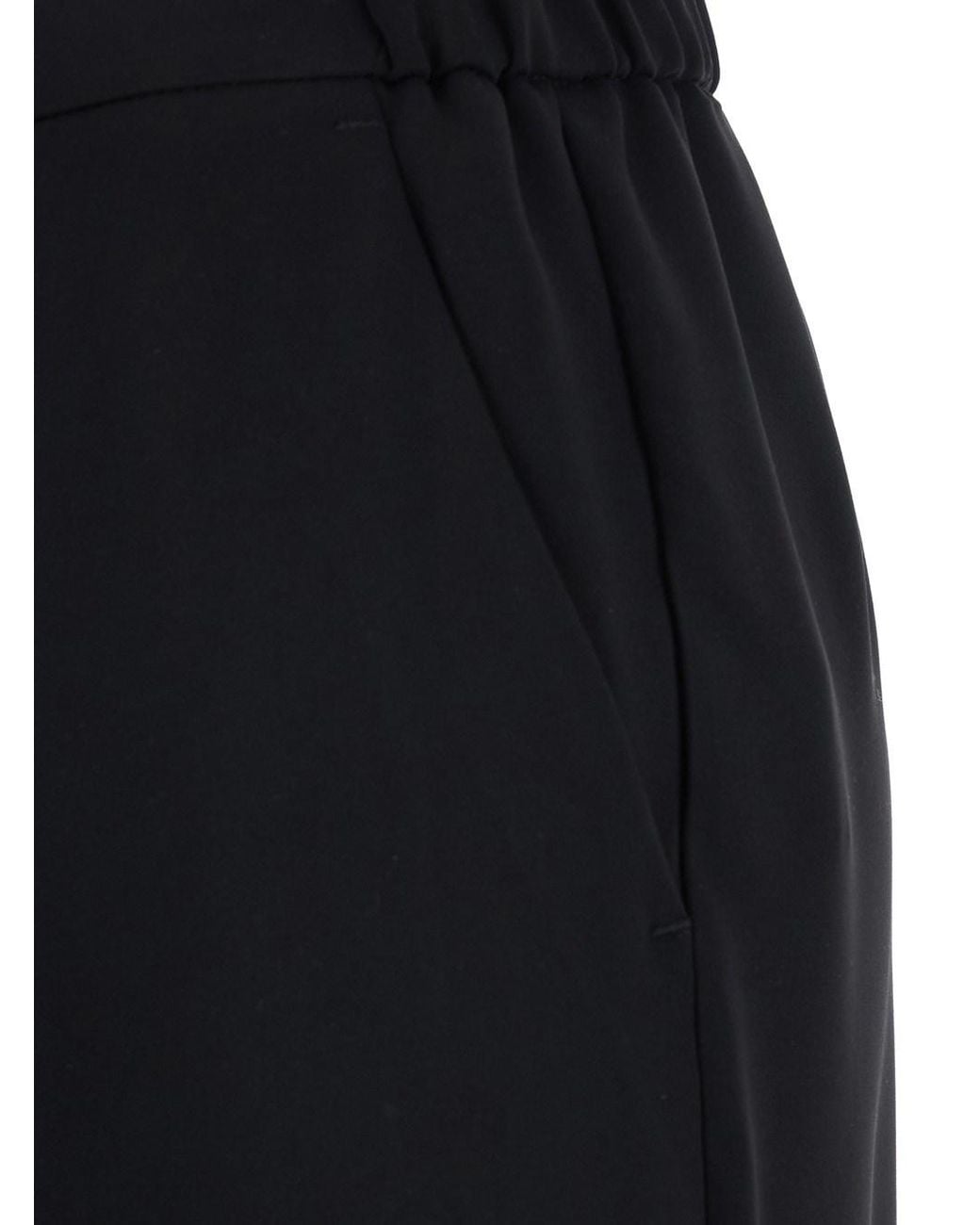 Le Plain Black Pants With Elastic Rear Waist And Wide Leg