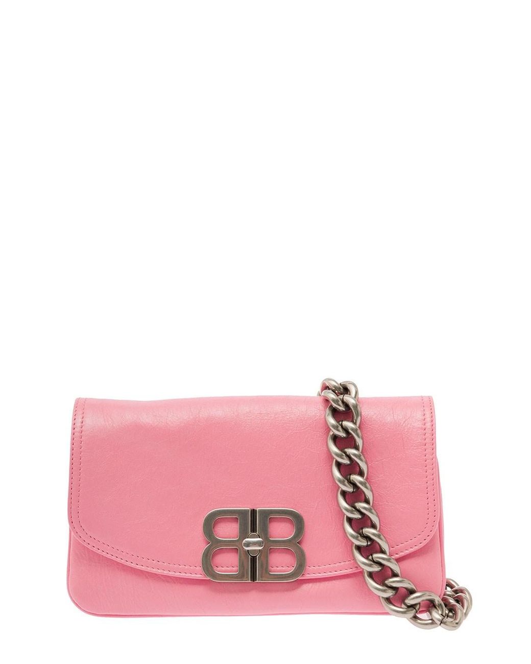 Balenciaga Crossbody Bag With Palladium-tone Bb Logo In Leather in Pink |  Lyst